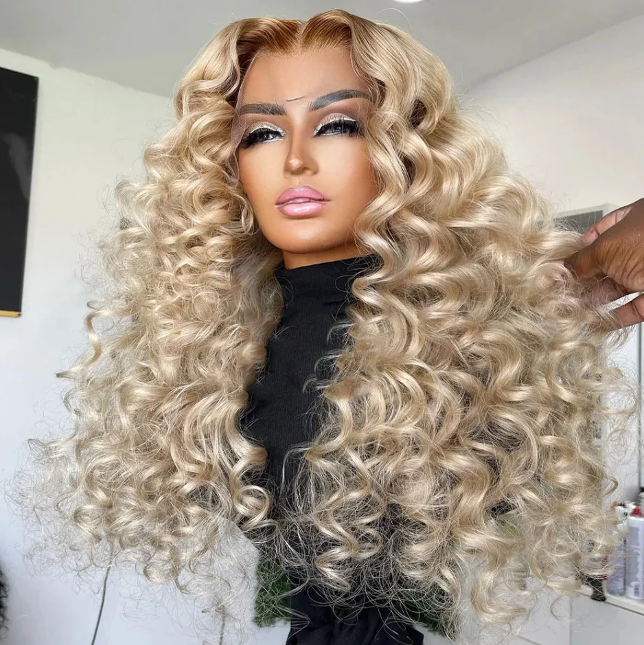 Deep Curly 13x4 HD Lace Front Wig Mix Human Hair Wig 26Inches Synthetic Curly Wig Ash Blonde Dark Roots Lace Front Wig For Women
Deep Curly 13x4 HD Lace Front Wig Mix Human Hair Wig 26Inches Synthetic Curly Wig Ash Blonde Dark Roots Lace Front Wig For Women