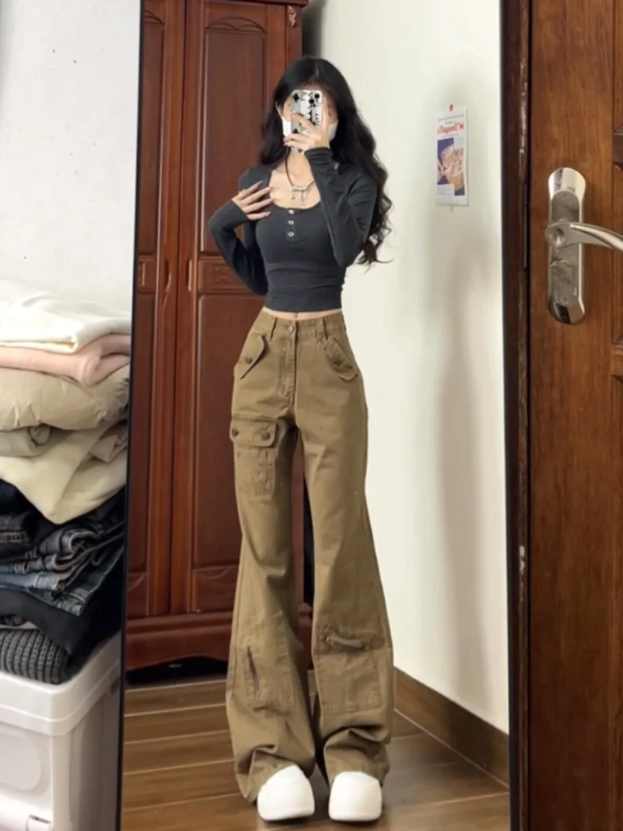 Retro Khaki Wide Leg Jeans Women's Spring New American High Street Loose Slimming Pants Long Trousers High Waist Denim
Retro Khaki Wide Leg Jeans Women's Spring New American High Street Loose Slimming Pants Long Trousers High Waist Denim