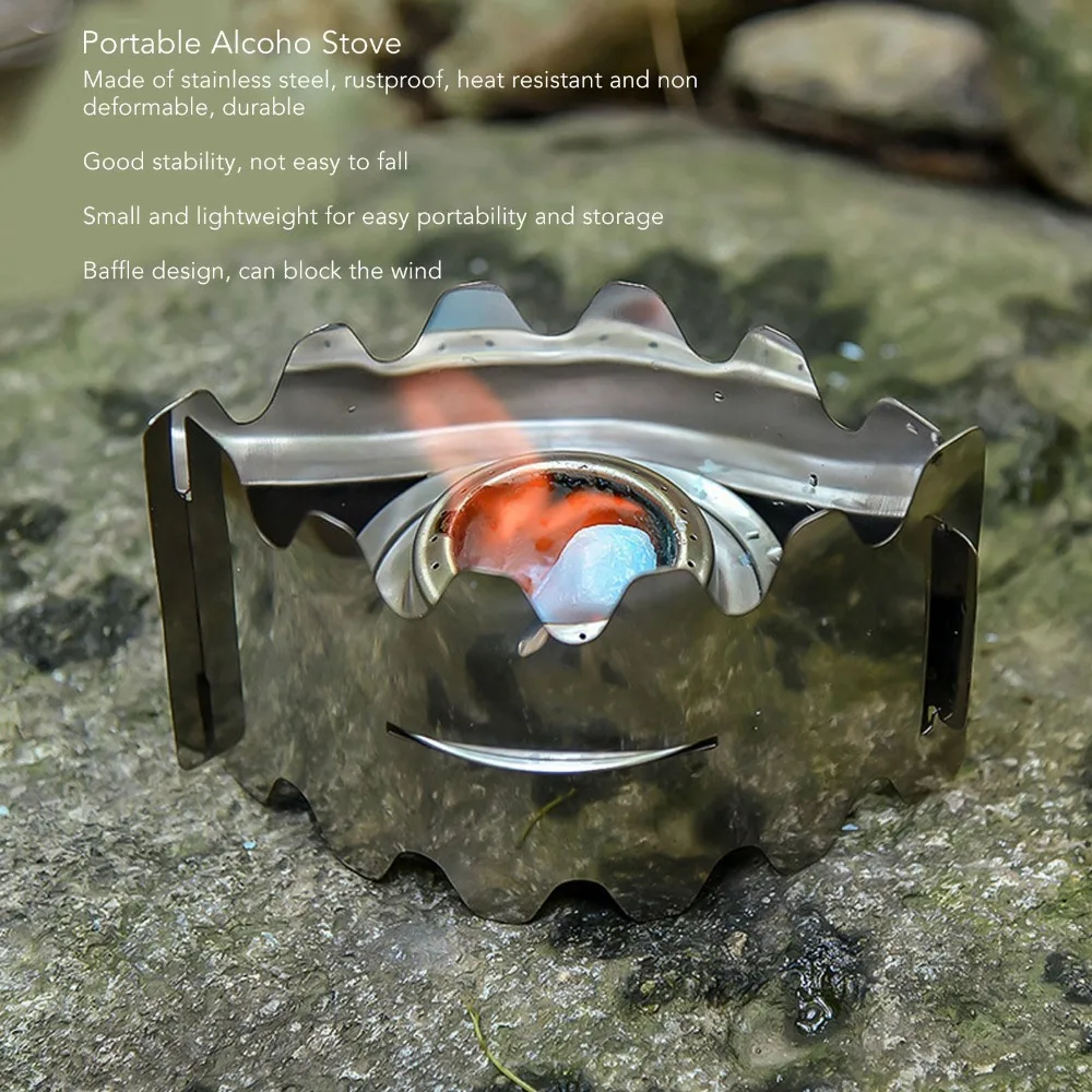 Durable Stainless Steel Portable Alcohol Stove Ultralight Mini Outdoor Folding Stove Backpacking Stove Camping
Durable Stainless Steel Portable Alcohol Stove Ultralight Mini Outdoor Folding Stove Backpacking Stove Camping