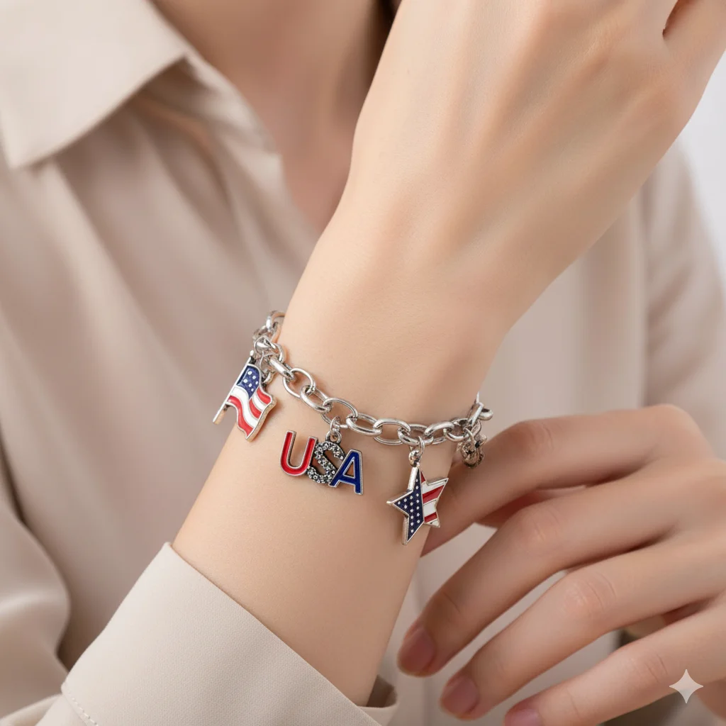 2026 New Fashion High Quality Silver Color American Flag Chain Bracelet for Women-Vintage Punk Bracelet, USA Flag Bracelets Fits
2026 New Fashion High Quality Silver Color American Flag Chain Bracelet for Women-Vintage Punk Bracelet, USA Flag Bracelets Fits