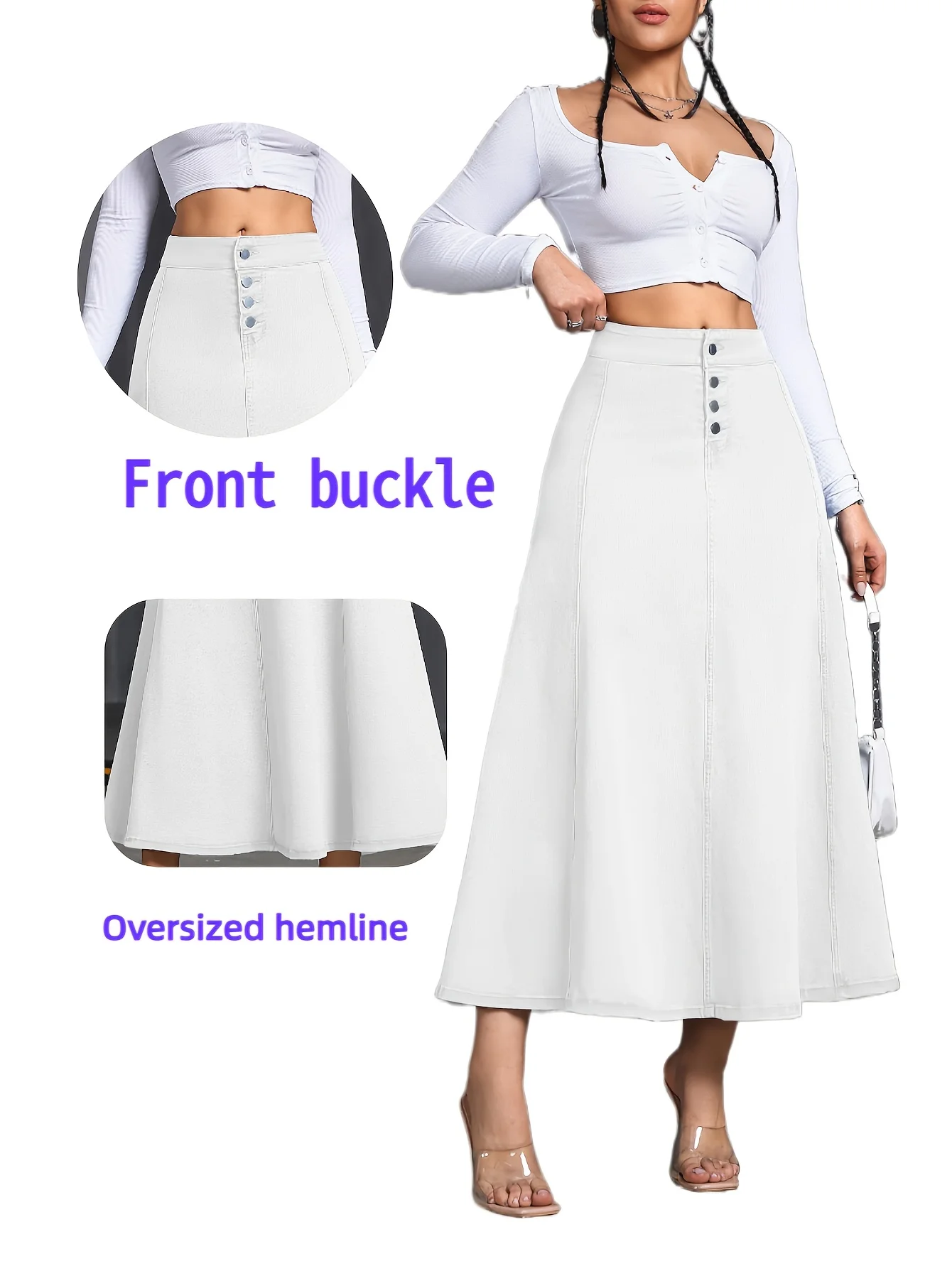 Women's Elastic Long Dress Front Buttoned Half-Length Skirt Large Flared Umbrella Skirt for Casual Elegant Style
Women's Elastic Long Dress Front Buttoned Half-Length Skirt Large Flared Umbrella Skirt for Casual Elegant Style