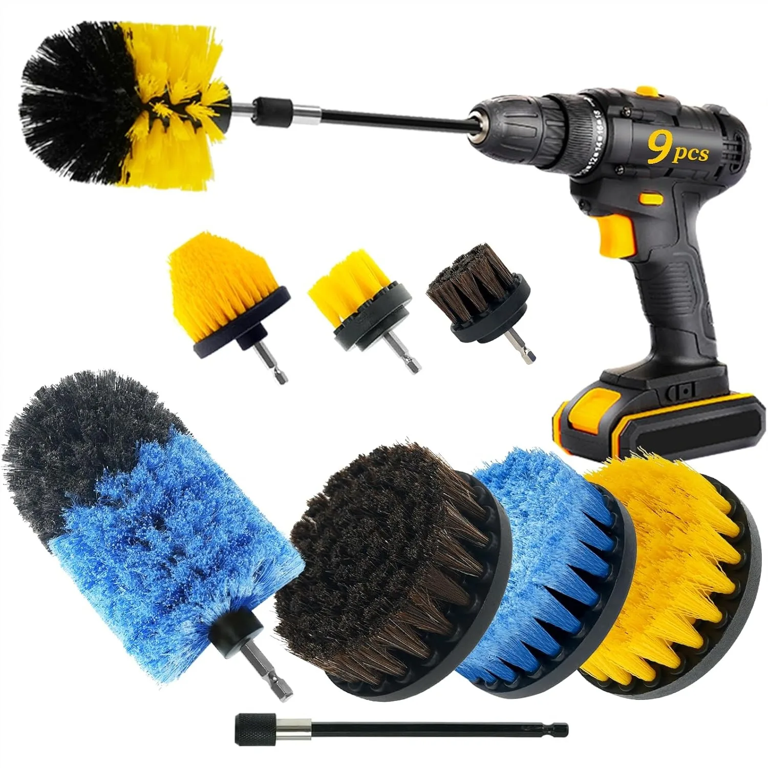 9 Pcs Drill Brush Attachments Set for Cleaning, Soft and Hard Bristles, Horsehair Brush Kit for Home Bathroom Car Kitchen
9 Pcs Drill Brush Attachments Set for Cleaning, Soft and Hard Bristles, Horsehair Brush Kit for Home Bathroom Car Kitchen