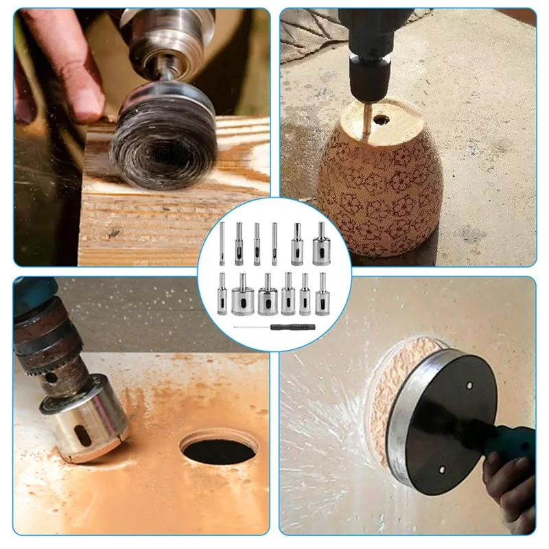 Diamond Drill Bits Set, Diamond Hole Saw Set Kit, Hollow Core Drill Bit Set For Tile Porcelain Marblegranite-ABGL
Diamond Drill Bits Set, Diamond Hole Saw Set Kit, Hollow Core Drill Bit Set For Tile Porcelain Marblegranite-ABGL