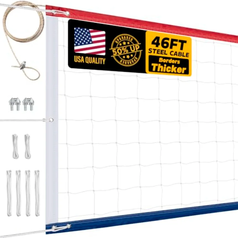 Upgraded Professional Volleyball Net Outdoor Heavy Duty Weatherproof Extended Stainless Steel Cable and Reinforced Full Borders
Upgraded Professional Volleyball Net Outdoor Heavy Duty Weatherproof Extended Stainless Steel Cable and Reinforced Full Borders