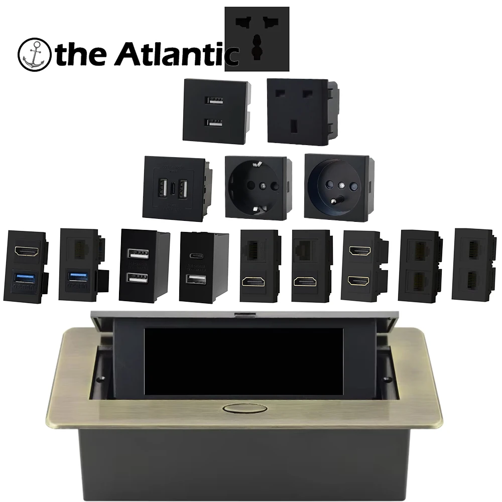 Настольная розетка «сделай сам», выдвижная настольная розетка для конференц-зала, кухни, дополнительный стандартный модуль, черная скрытая многофункциональная розетка
Настольная розетка «сделай сам», выдвижная настольная розетка для конференц-зала, кухни, дополнительный стандартный модуль, черная скрытая многофункциональная розетка