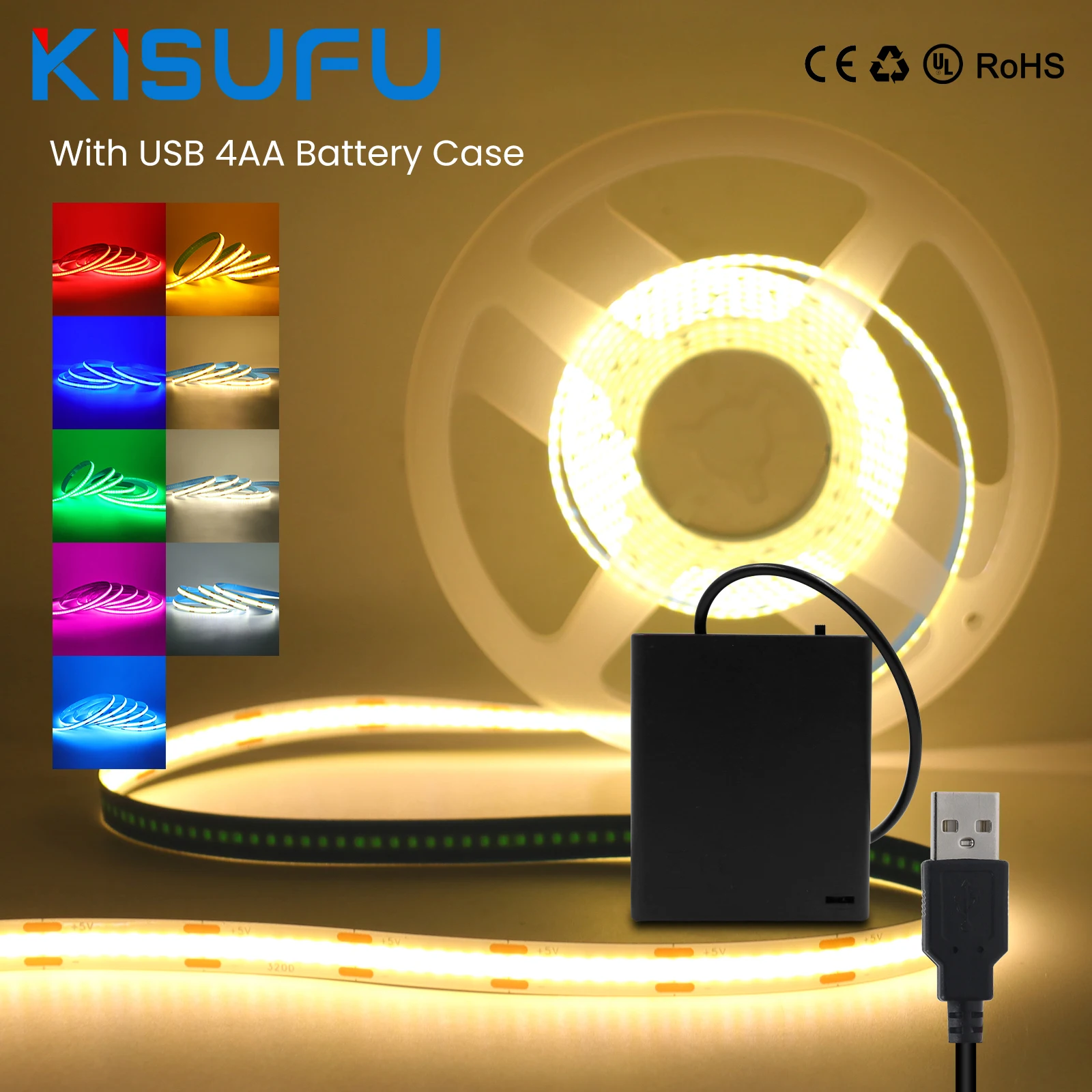 USB Battery Box Power 8MM COB LED Strip Light 5V 320LEDs/M RA90 High Density Adhesive Tape Backlight Night Lights Linear Lightin
USB Battery Box Power 8MM COB LED Strip Light 5V 320LEDs/M RA90 High Density Adhesive Tape Backlight Night Lights Linear Lightin