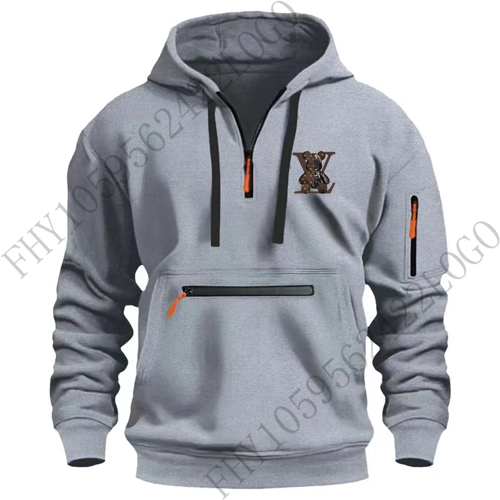 Autumn and winter trendy men's casual hooded sweatshirt, fashionable zippered outdoor thickened windproof men's sports pullover
Autumn and winter trendy men's casual hooded sweatshirt, fashionable zippered outdoor thickened windproof men's sports pullover