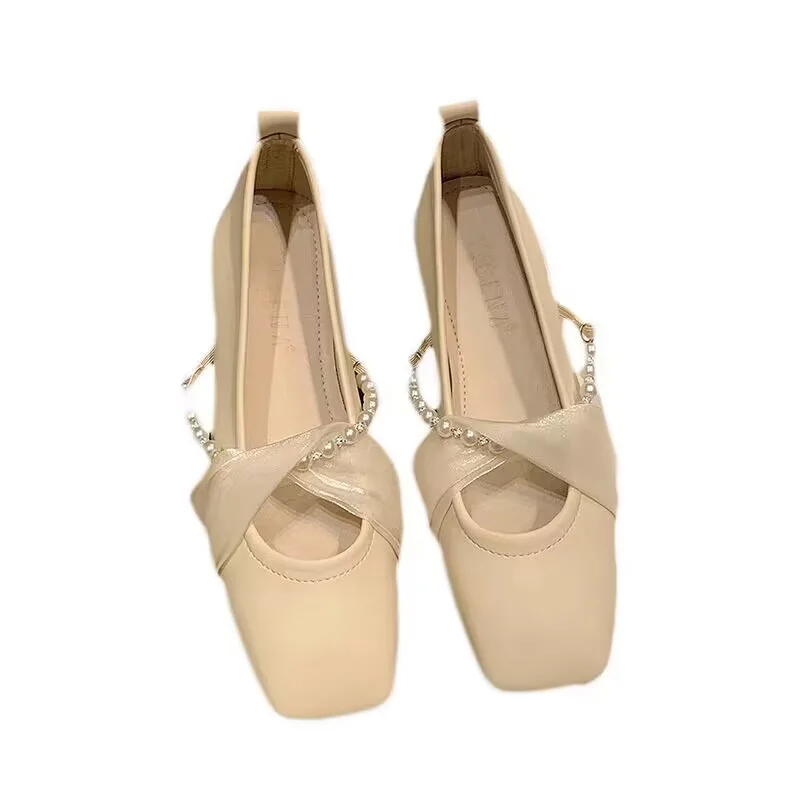 Shallow mouth flat shoes 2024 new square head spring and autumn style soft sole pearl slip-on toe shoes for women
Shallow mouth flat shoes 2024 new square head spring and autumn style soft sole pearl slip-on toe shoes for women