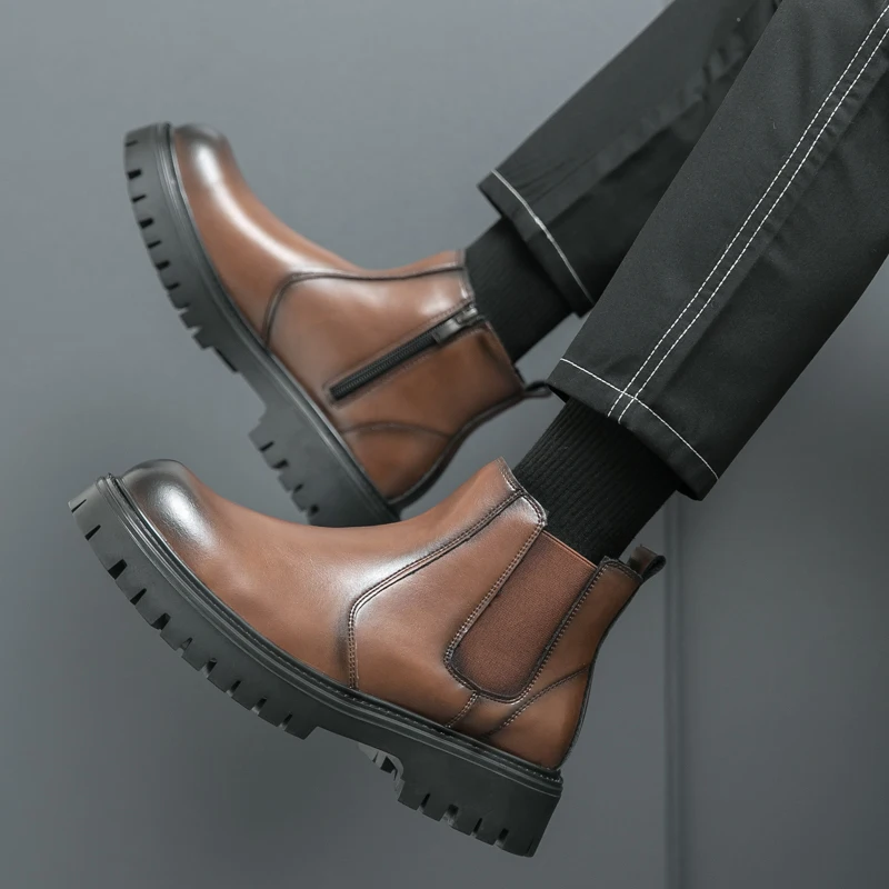 Hot Selling Men's Workwear Short Boots Europe America Thick Soled Brown Men's Business Casual Shoes Thick Soled High Top Shoes
Hot Selling Men's Workwear Short Boots Europe America Thick Soled Brown Men's Business Casual Shoes Thick Soled High Top Shoes