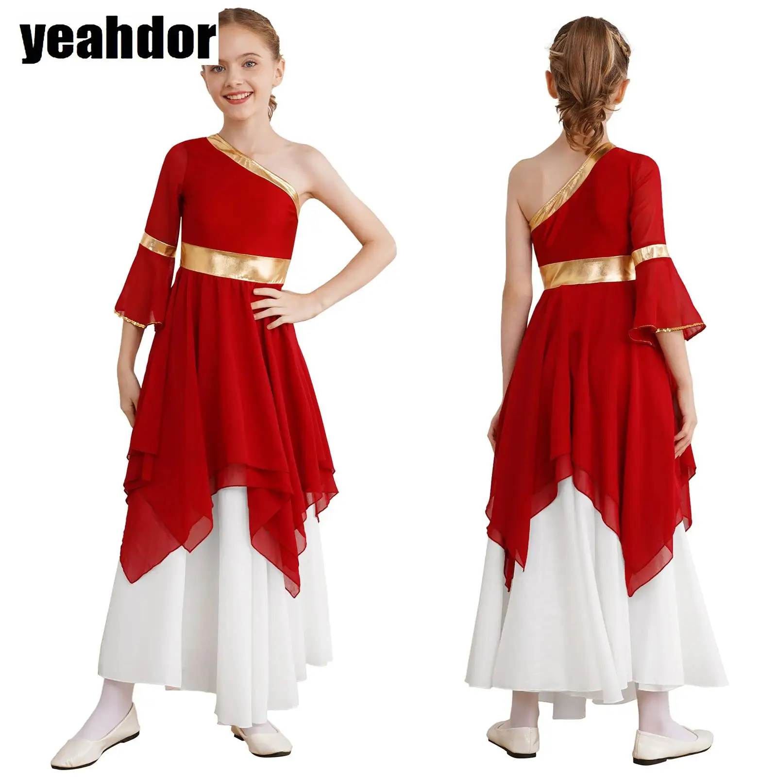 Girls Praise Lyrical Dance Dress One Shoulder Liturgical Irregular Tunic Robe Church Worship Choir Dancewear Festival Costumes
Girls Praise Lyrical Dance Dress One Shoulder Liturgical Irregular Tunic Robe Church Worship Choir Dancewear Festival Costumes
