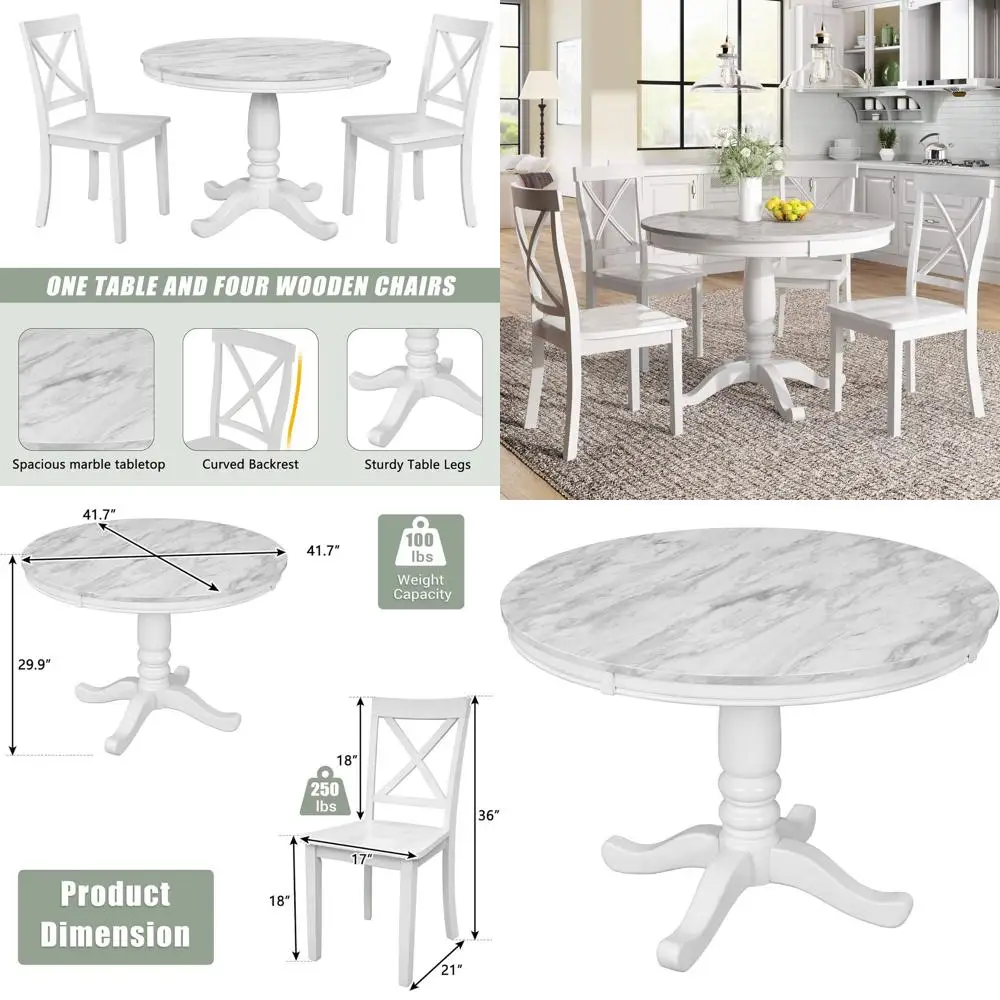 4-Seat Round Wooden Dining Table Set with Chairs
4-Seat Round Wooden Dining Table Set with Chairs