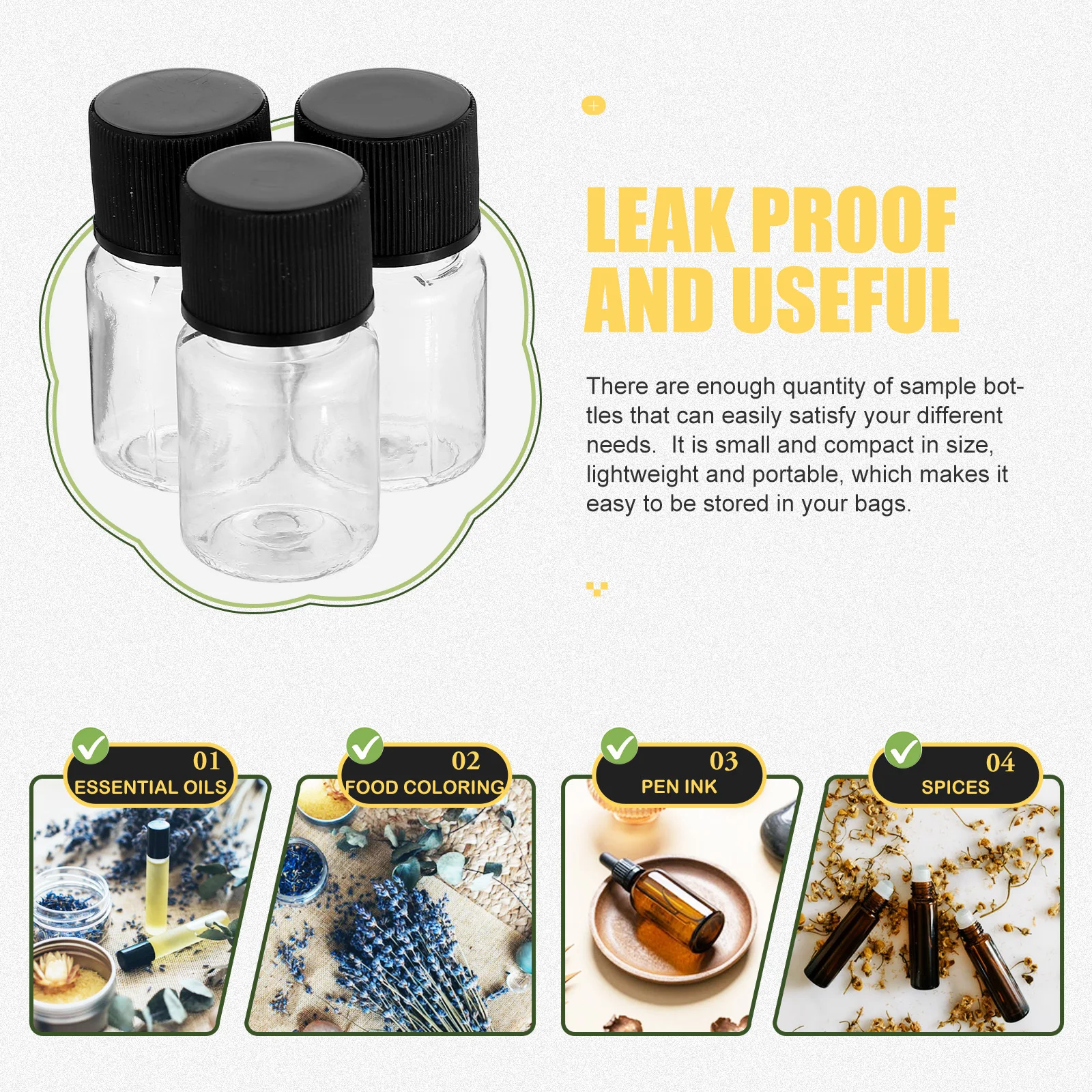 50Pcs Small Clear Sample Bottles Empty Essential Oil Bottles Screw Caps Refillable Travel Liquid Containers Sample Containers
50Pcs Small Clear Sample Bottles Empty Essential Oil Bottles Screw Caps Refillable Travel Liquid Containers Sample Containers