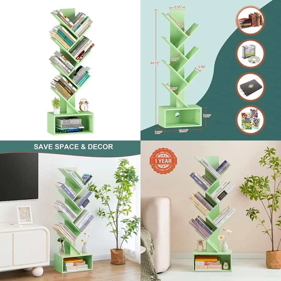 Tree Bookshelf - 6 Shelf Retro Floor Standing Bookcase, Tall Wood Book Storage Rack for CDs/Movies, Utility Book Organizer Shel
Tree Bookshelf - 6 Shelf Retro Floor Standing Bookcase, Tall Wood Book Storage Rack for CDs/Movies, Utility Book Organizer Shel