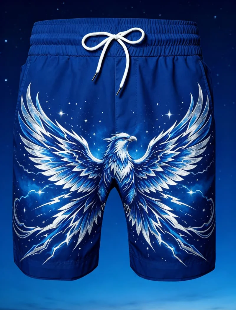 Men's tribal animal printed beach shorts with ethnic wildlife elements, for outdoor sports, vacations, and special occasions
Men's tribal animal printed beach shorts with ethnic wildlife elements, for outdoor sports, vacations, and special occasions