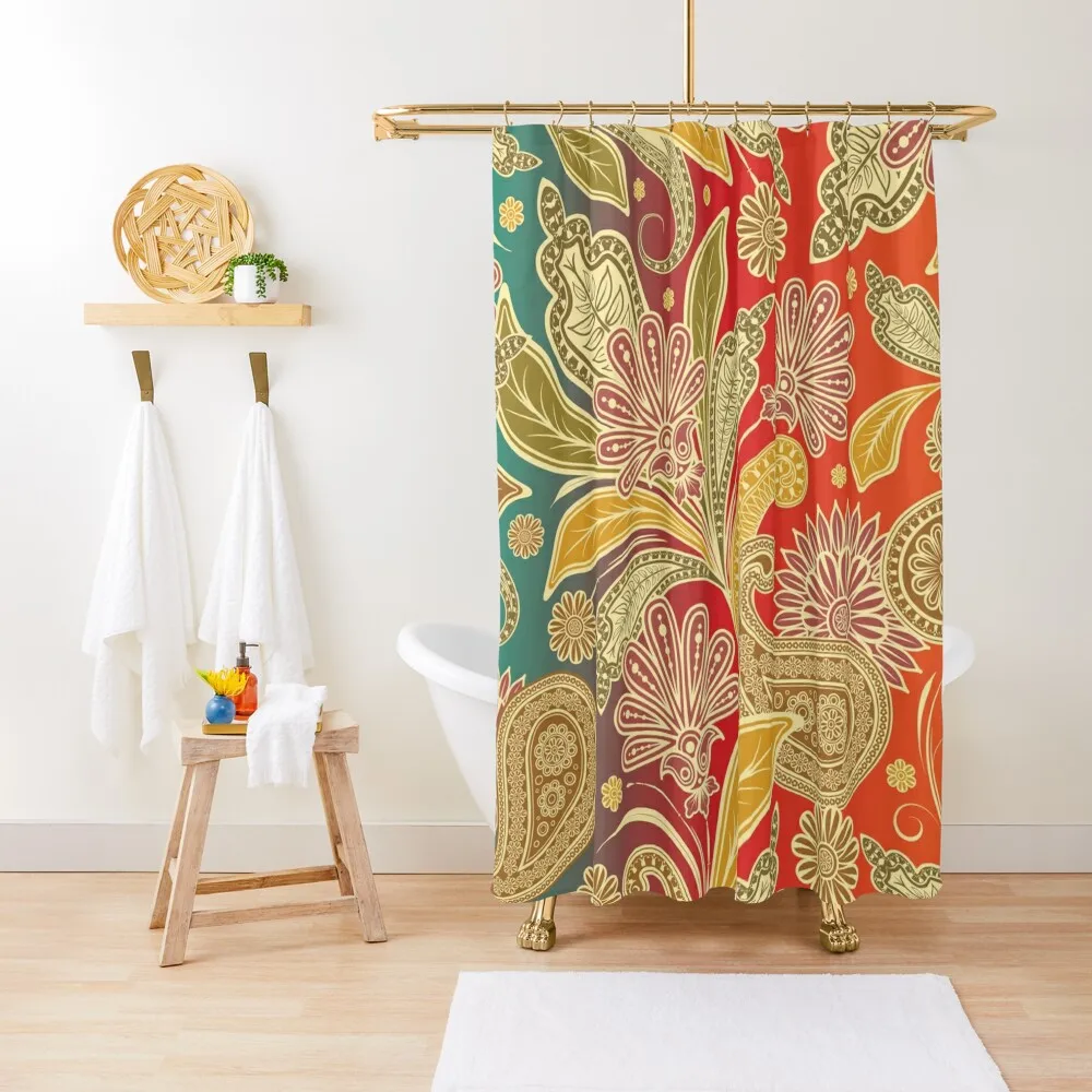 Vintage Indian Luxury Floral on Red Purple and Green Gradient Background Shower Curtain Waterproof Bath And Anti-Mold Curtain
Vintage Indian Luxury Floral on Red Purple and Green Gradient Background Shower Curtain Waterproof Bath And Anti-Mold Curtain