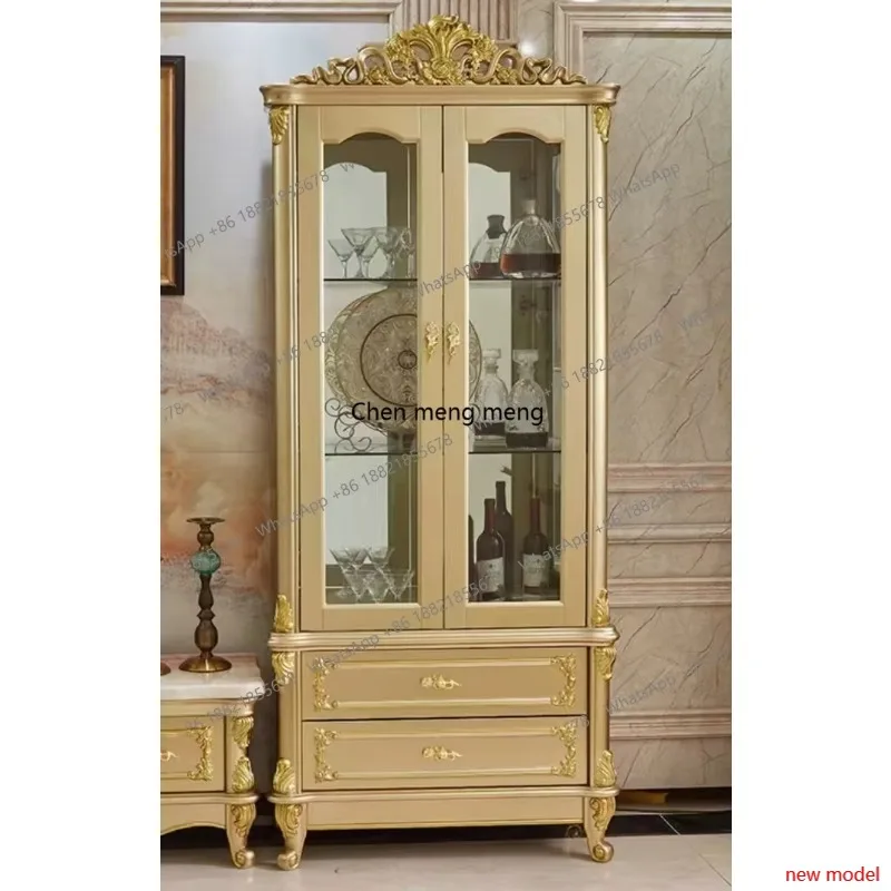 European Solid Wood Wine Cabinet Living Room Simple Carved Wine Cabinet Single-door Glass Bar Furniture Barschrank
European Solid Wood Wine Cabinet Living Room Simple Carved Wine Cabinet Single-door Glass Bar Furniture Barschrank