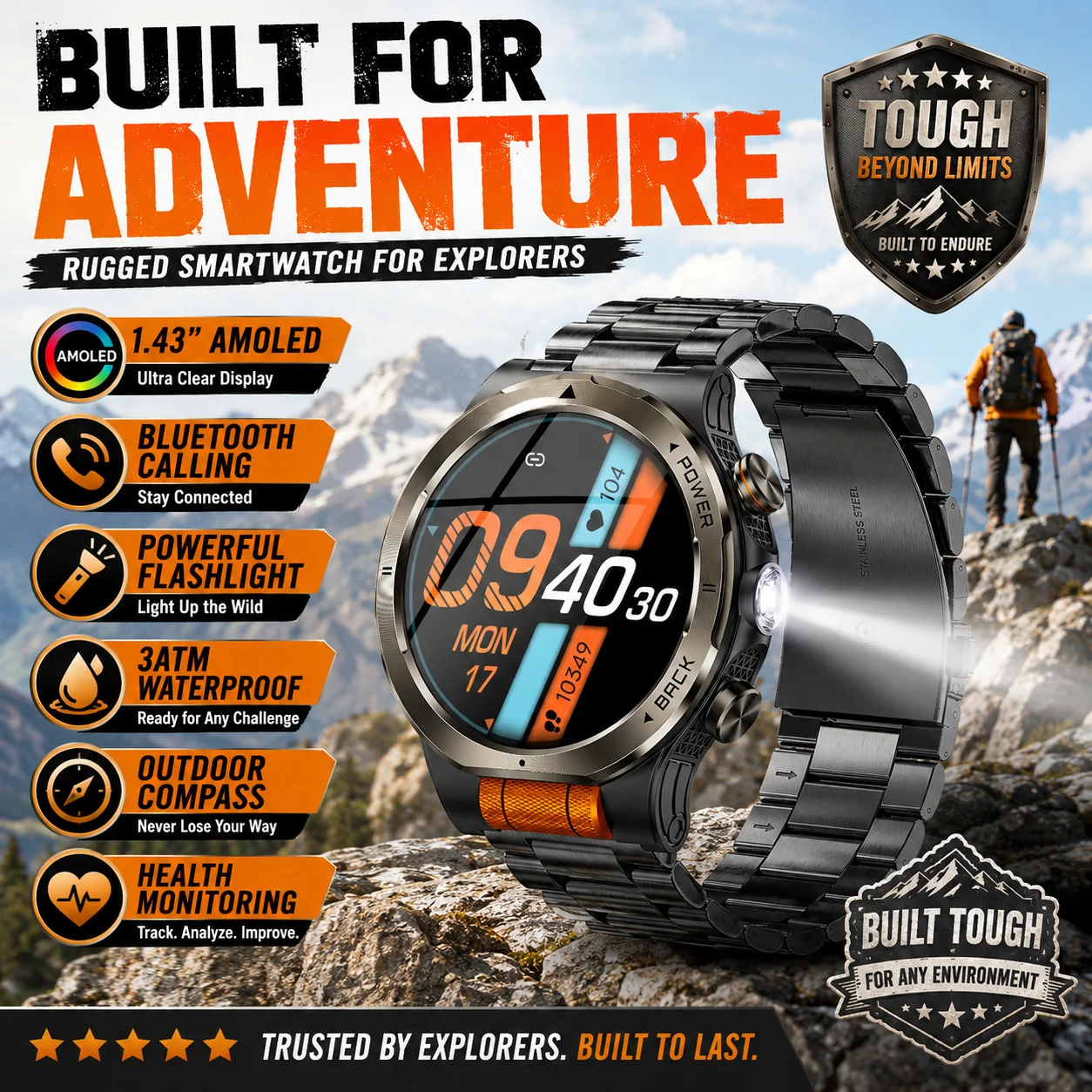 LIGE New Military 1100mAh Super Capacity Battery Men Smart Watch 1.43" AMOLED Screen BT Call 3ATM Waterproof Sports Smartwatch
LIGE New Military 1100mAh Super Capacity Battery Men Smart Watch 1.43" AMOLED Screen BT Call 3ATM Waterproof Sports Smartwatch