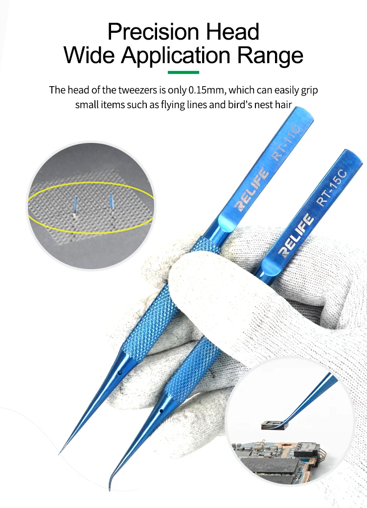 RELIFE RT-11C /RT-15C Flying Tweezers Titanium Alloy Precision for Mobile Phone Repair Motherboard BGA Fingerprint Tweezers
RELIFE RT-11C /RT-15C Flying Tweezers Titanium Alloy Precision for Mobile Phone Repair Motherboard BGA Fingerprint Tweezers