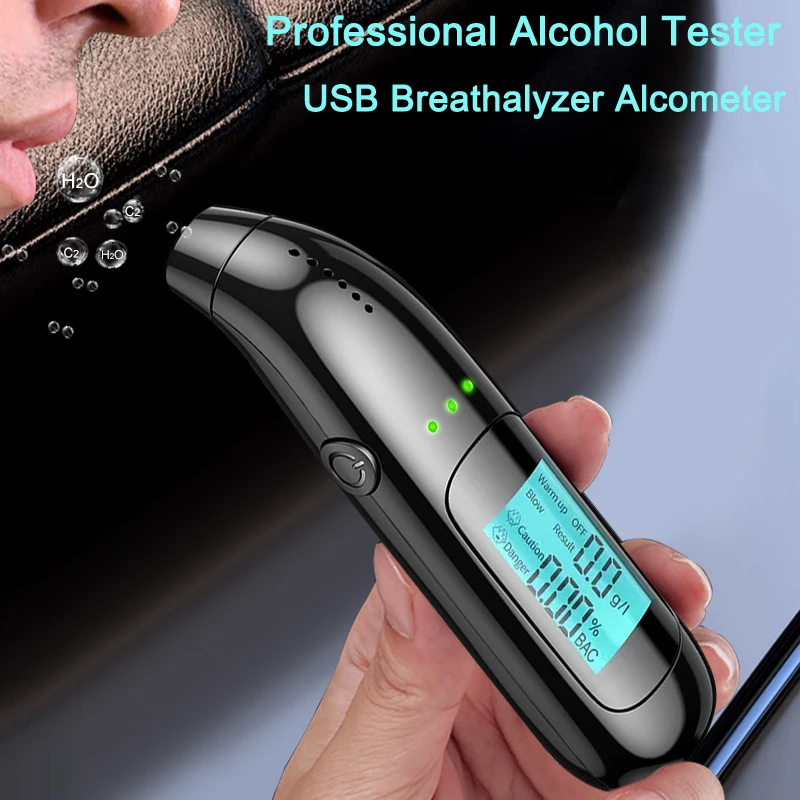 Alcohol Tester High Precision Breathalyzer Alcometer USB Rechargeable Non-contact Professional Car Portable Alcohol Detector
Alcohol Tester High Precision Breathalyzer Alcometer USB Rechargeable Non-contact Professional Car Portable Alcohol Detector