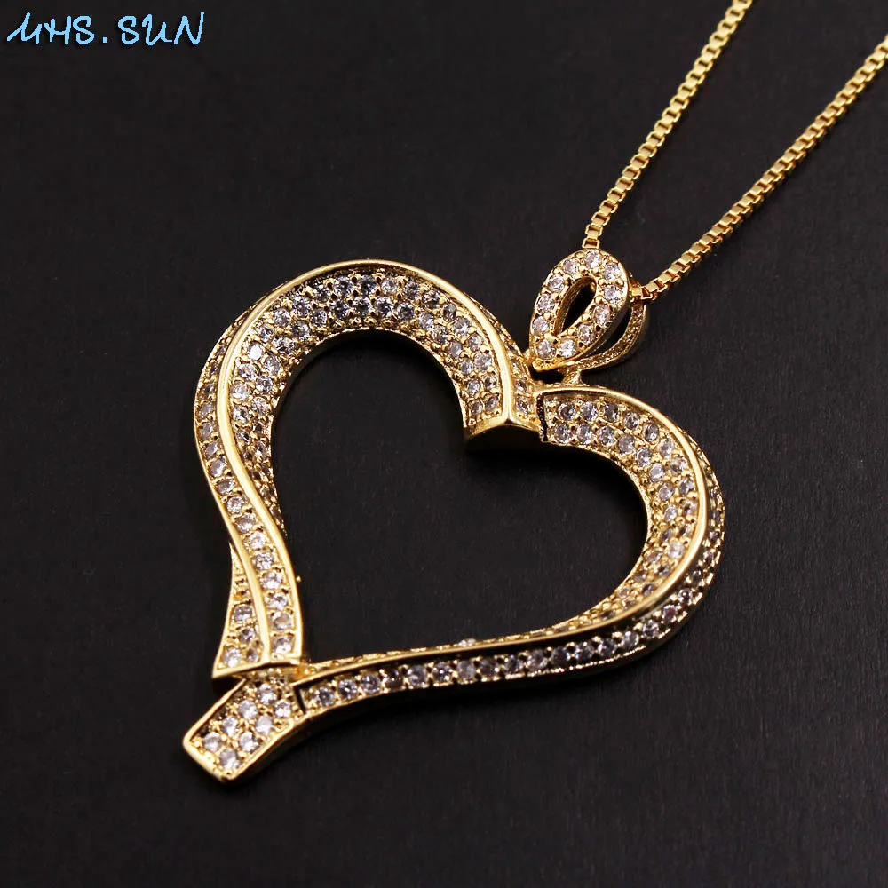 MHS.SUN Luxury Women AAA Zircon Chain Necklace Hollow Heart Pendant Gold Plated CZ Crystal Jewelry For Girl Valentine's Day Gift
MHS.SUN Luxury Women AAA Zircon Chain Necklace Hollow Heart Pendant Gold Plated CZ Crystal Jewelry For Girl Valentine's Day Gift
