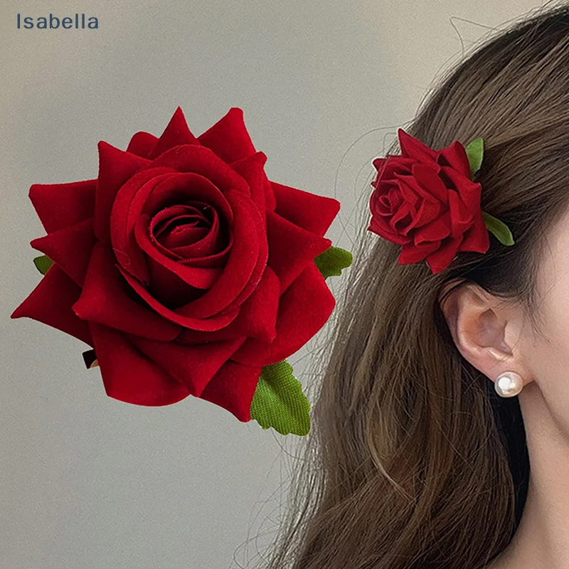 Vintage Red Velvet Rose Flower Hair Clips,Large Artificial Rose Hair Pins for Women Wedding Party Hair Accessories
Vintage Red Velvet Rose Flower Hair Clips,Large Artificial Rose Hair Pins for Women Wedding Party Hair Accessories
