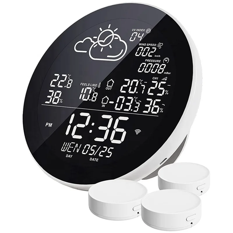 WIFI Weather station digital home stations forecast, temperature indoor outdoor smart weather station alarm clock
WIFI Weather station digital home stations forecast, temperature indoor outdoor smart weather station alarm clock