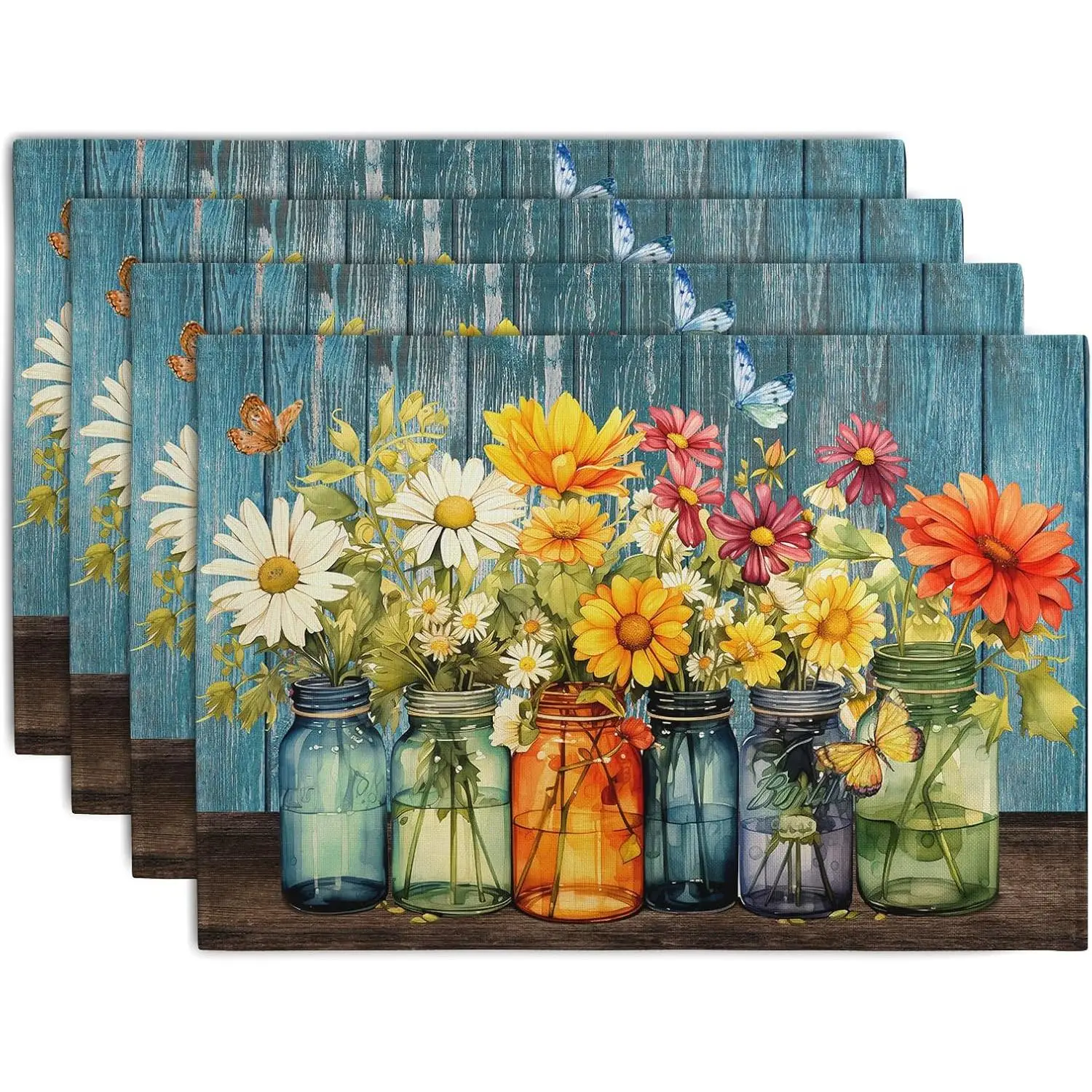 Daisy Placemats Set of 4 Vintage Flower Vases Wood Grain Linen Table Mats 12x18 Inch Summer Floral Wooden Board Farmhouse
Daisy Placemats Set of 4 Vintage Flower Vases Wood Grain Linen Table Mats 12x18 Inch Summer Floral Wooden Board Farmhouse
