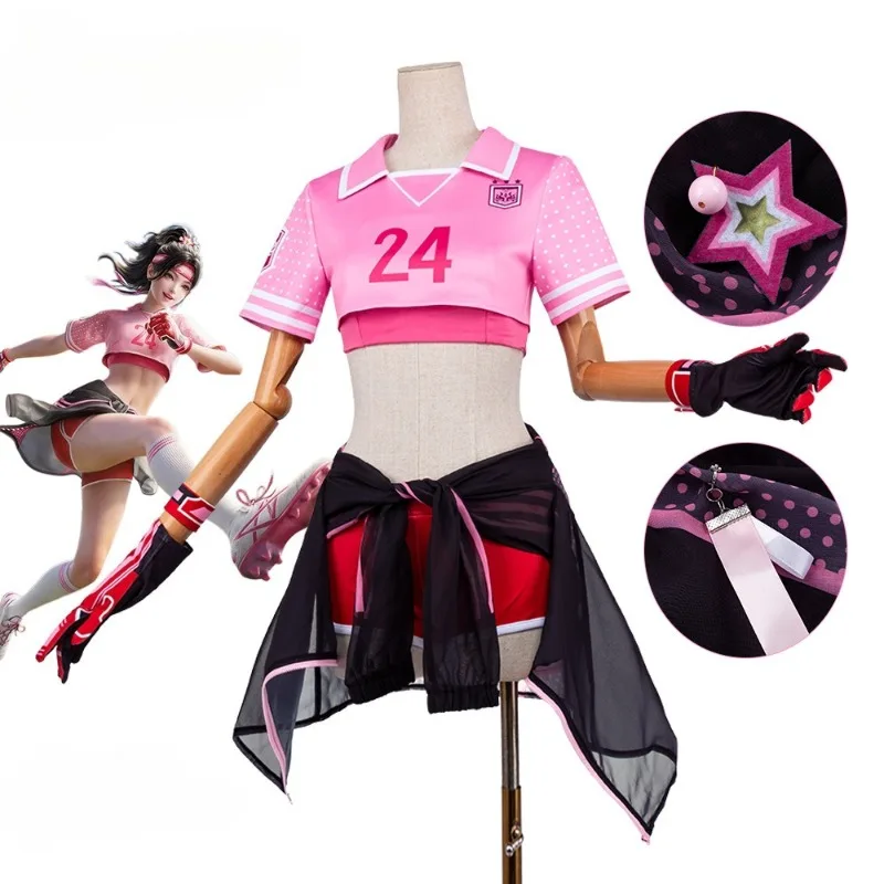 Lannie Costume Game Naraka: Bladepoint Cosplay Pink Top Black Apron Red Shorts with Accessories Full Set for Women
Lannie Costume Game Naraka: Bladepoint Cosplay Pink Top Black Apron Red Shorts with Accessories Full Set for Women