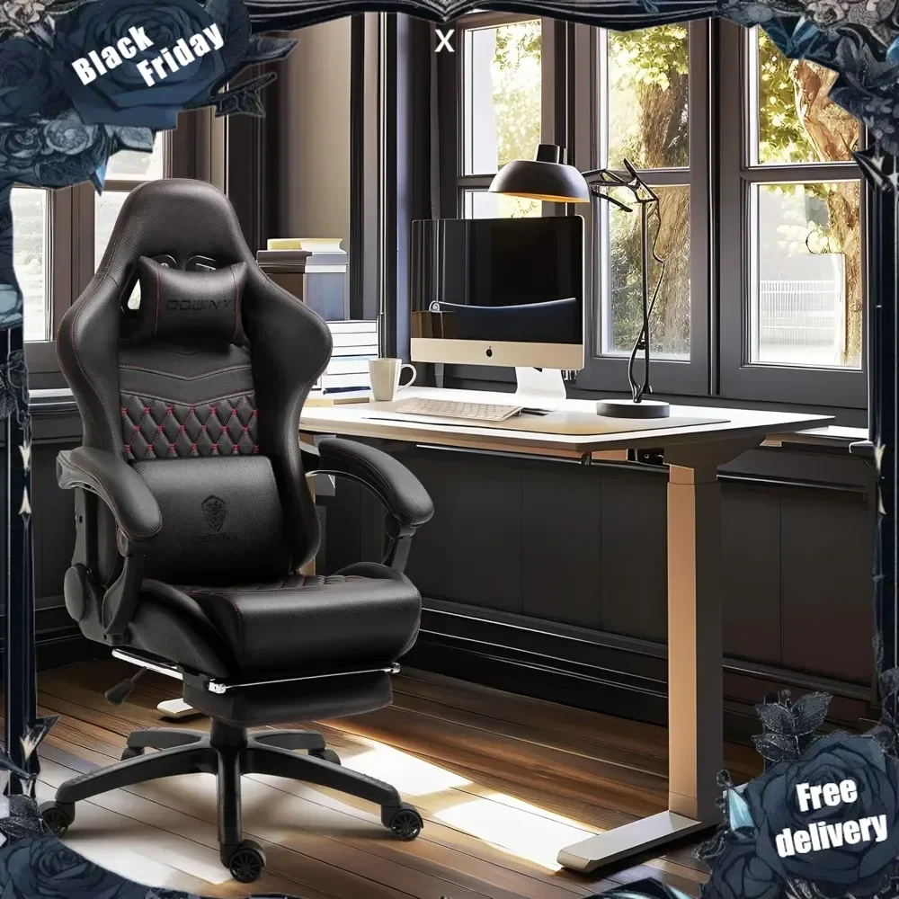 Gaming/Office PC Chair with Massage Lumbar Support, Vintage Style PU Leather High Back Adjustable Swivel Task Chair
Gaming/Office PC Chair with Massage Lumbar Support, Vintage Style PU Leather High Back Adjustable Swivel Task Chair