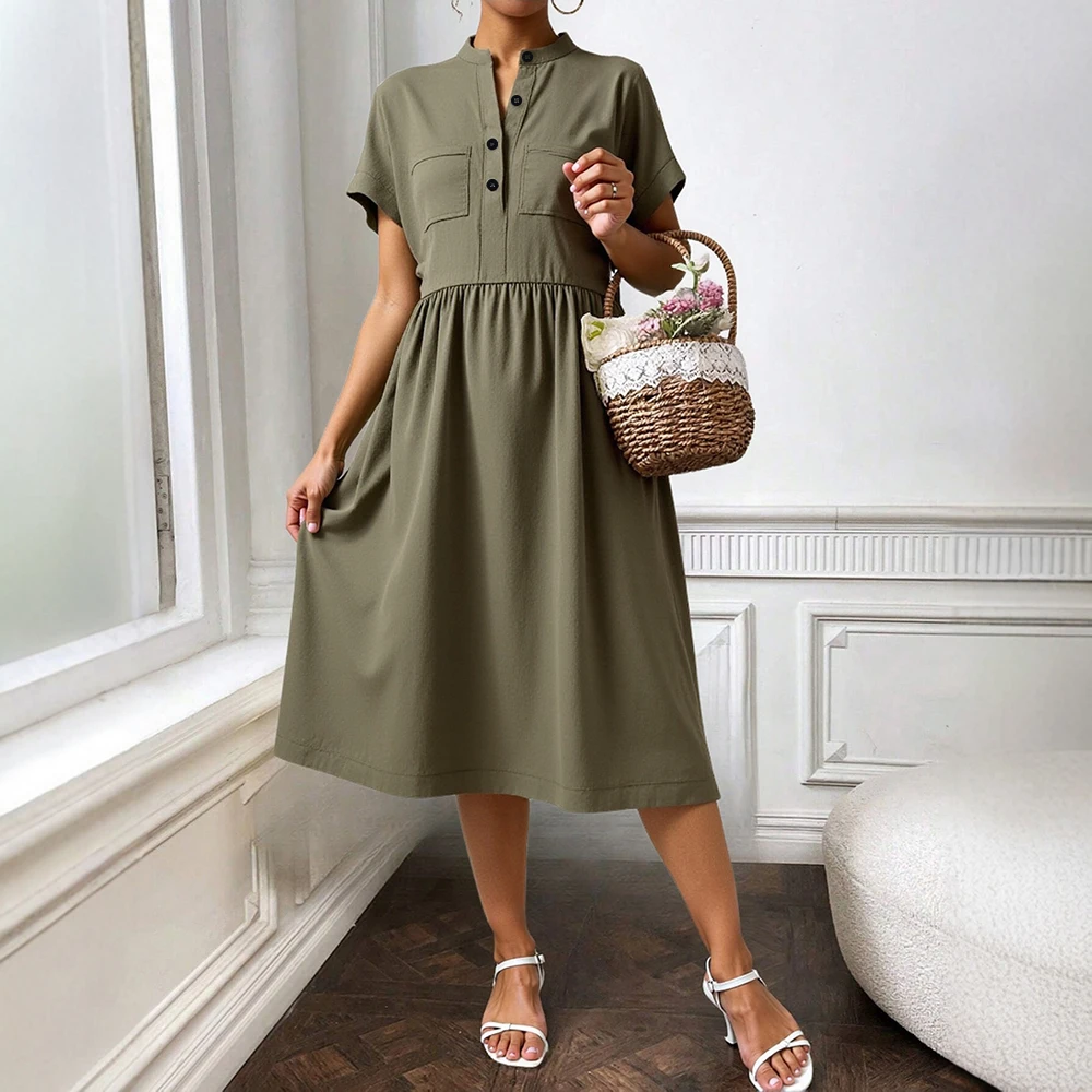 Mia Muse Summer Dresses 2025 Comfy Casual Plain Single Breasted Short Sleeve Henry Collar Knee Length Daily Shift Dresses
Mia Muse Summer Dresses 2025 Comfy Casual Plain Single Breasted Short Sleeve Henry Collar Knee Length Daily Shift Dresses