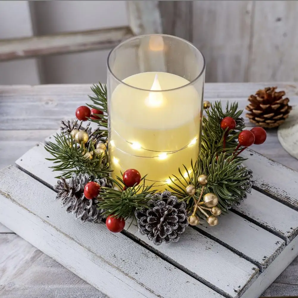Christmas Candle Ring Rustic Festive Candle Wreath for Home Table Centerpiece Decor Artificial Pine Needle Pinecone Berries
Christmas Candle Ring Rustic Festive Candle Wreath for Home Table Centerpiece Decor Artificial Pine Needle Pinecone Berries