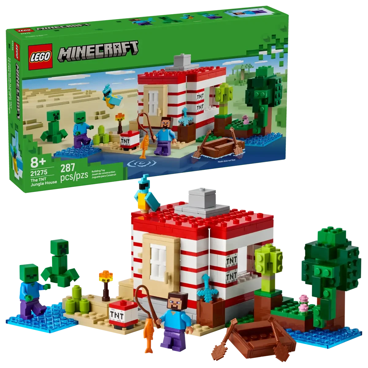 Набор для сборки LEGO 21275 TNT Jungle House с минифигурками Стива, Криппера и зомби для мальчиков и девочек от 8 лет, игрушка в подарок, 287 деталей
Набор для сборки LEGO 21275 TNT Jungle House с минифигурками Стива, Криппера и зомби для мальчиков и девочек от 8 лет, игрушка в подарок, 287 деталей
