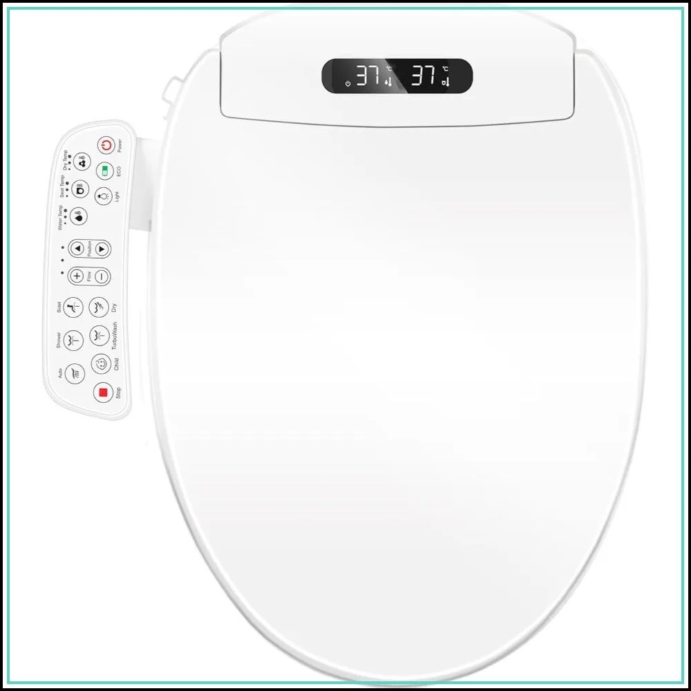 Electric Bidet Toilet Seat Elongated with Heated Seat, Warm Air Dryer, Endless Warm Water, Oscillating & Pulsating Spray, Self-Clean Nozzle
Electric Bidet Toilet Seat Elongated with Heated Seat, Warm Air Dryer, Endless Warm Water, Oscillating & Pulsating Spray, Self-Clean Nozzle