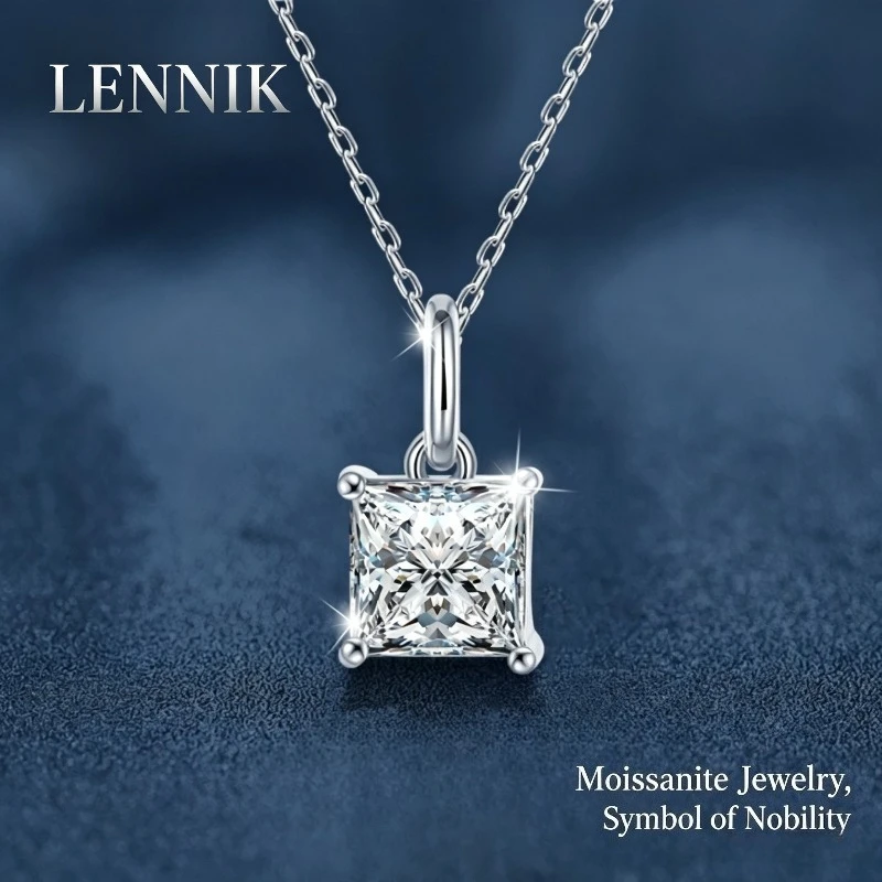 LENNIK S925 Sterling Silver Princess Cut Rhombus Moissanite Necklace Minimalist Ins High-end Clavicle Pendant Jewelry for Women
LENNIK S925 Sterling Silver Princess Cut Rhombus Moissanite Necklace Minimalist Ins High-end Clavicle Pendant Jewelry for Women