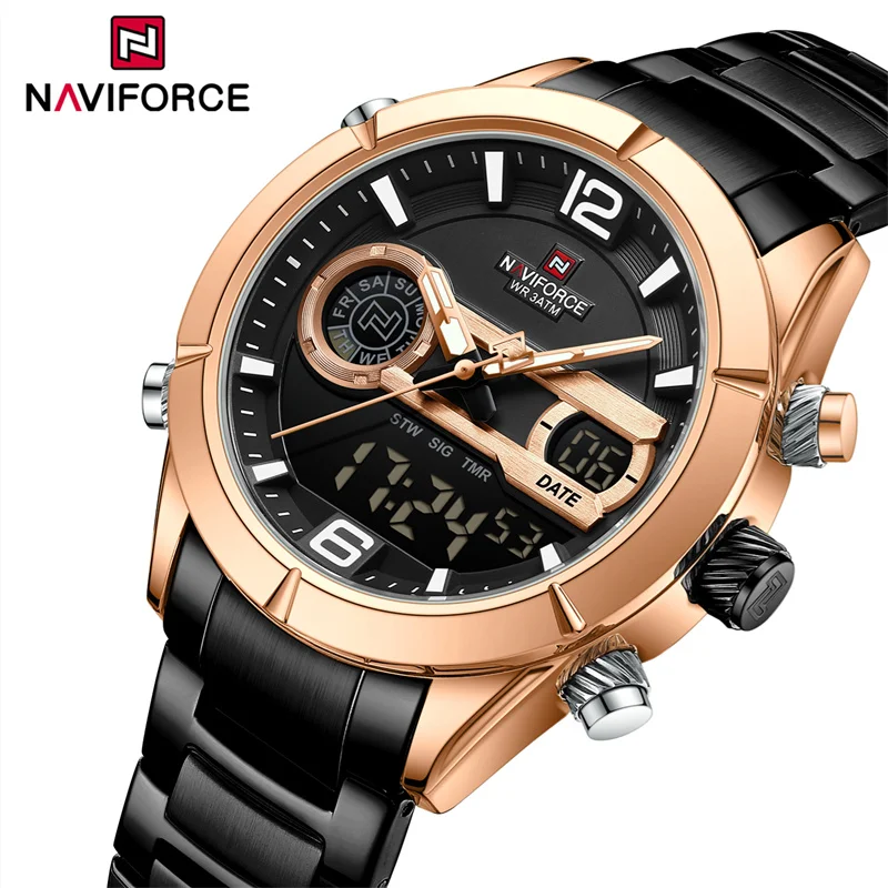 NAVIFORCE модные элитные брендовые часы для мужчин водостойкие военные спортивные хронограф кварцевые цифровые наручные часы Relogio Masculino
NAVIFORCE модные элитные брендовые часы для мужчин водостойкие военные спортивные хронограф кварцевые цифровые наручные часы Relogio Masculino