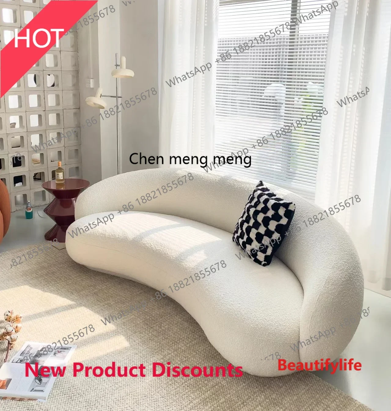 P32 Three-person sofa, lamb wool, beauty salon reception minimalist arc, sofa
P32 Three-person sofa, lamb wool, beauty salon reception minimalist arc, sofa