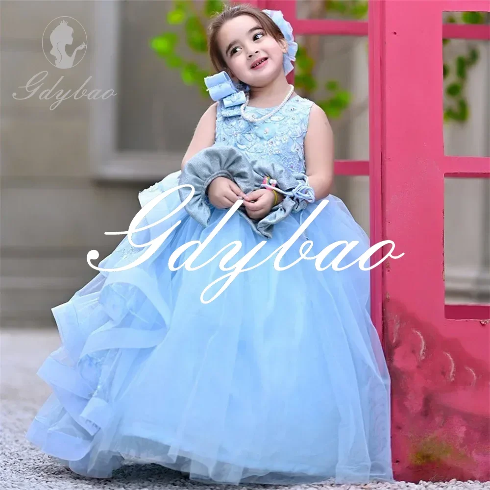 Bow Beading Applique Princess Luxury Flower Girl Dress Sleeveless Floor Length Pleat Elegant First Communion Gown Customized
Bow Beading Applique Princess Luxury Flower Girl Dress Sleeveless Floor Length Pleat Elegant First Communion Gown Customized