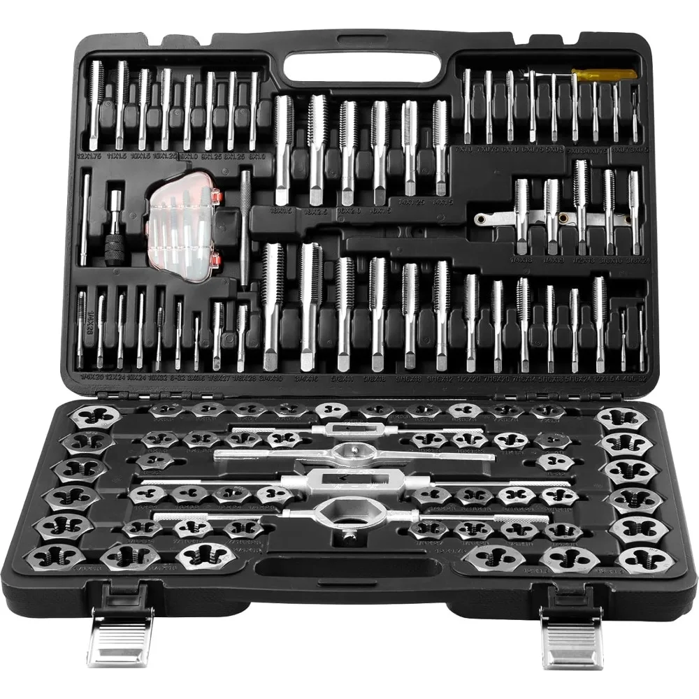 US Shipping Tap and Die Set 116-Piece Metric and SAE Bearing Steel Taps Dies for Cutting Internal External Threads with
US Shipping Tap and Die Set 116-Piece Metric and SAE Bearing Steel Taps Dies for Cutting Internal External Threads with