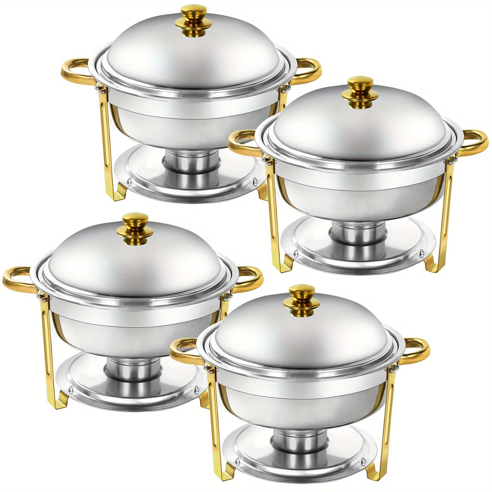 4 Pack Chafing Dish Buffet Set, Round Golden Chafers And Buffet Warmers Sets, 6Qt Stainless Steel Chafing Dishes for Buffet with Lid, Food Warming Tray for Party, Dinners And Catering, Solely for Cooking (solely for cooking) JUYHGV
4 Pack Chafing Dish Buffet Set, Round Golden Chafers And Buffet Warmers Sets, 6Qt Stainless Steel Chafing Dishes for Buffet with Lid, Food Warming Tray for Party, Dinners And Catering, Solely for Cooking (solely for cooking) JUYHGV