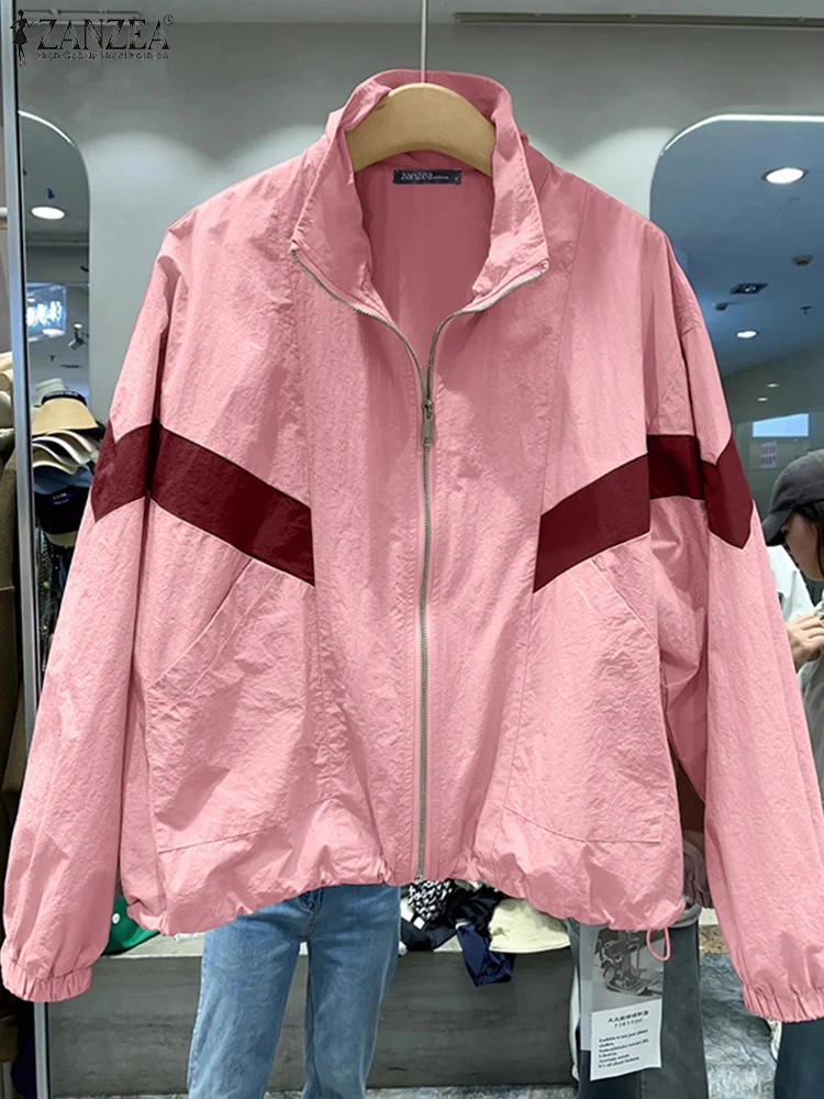 ZANZEA Women's Stand Collar Coats 2025 Spring Long Sleeve Sporty Casual Jackets Color-Blocked Zipper Drop-shoulder Sweatshirts
ZANZEA Women's Stand Collar Coats 2025 Spring Long Sleeve Sporty Casual Jackets Color-Blocked Zipper Drop-shoulder Sweatshirts