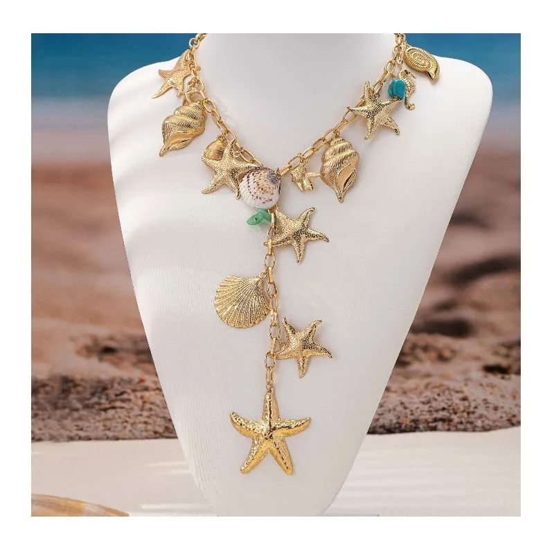 Summer New Ocean Wind Fashion Starfish Shell Small Fish Necklace Suitable for Women's Seaside Vacation Wear
Summer New Ocean Wind Fashion Starfish Shell Small Fish Necklace Suitable for Women's Seaside Vacation Wear