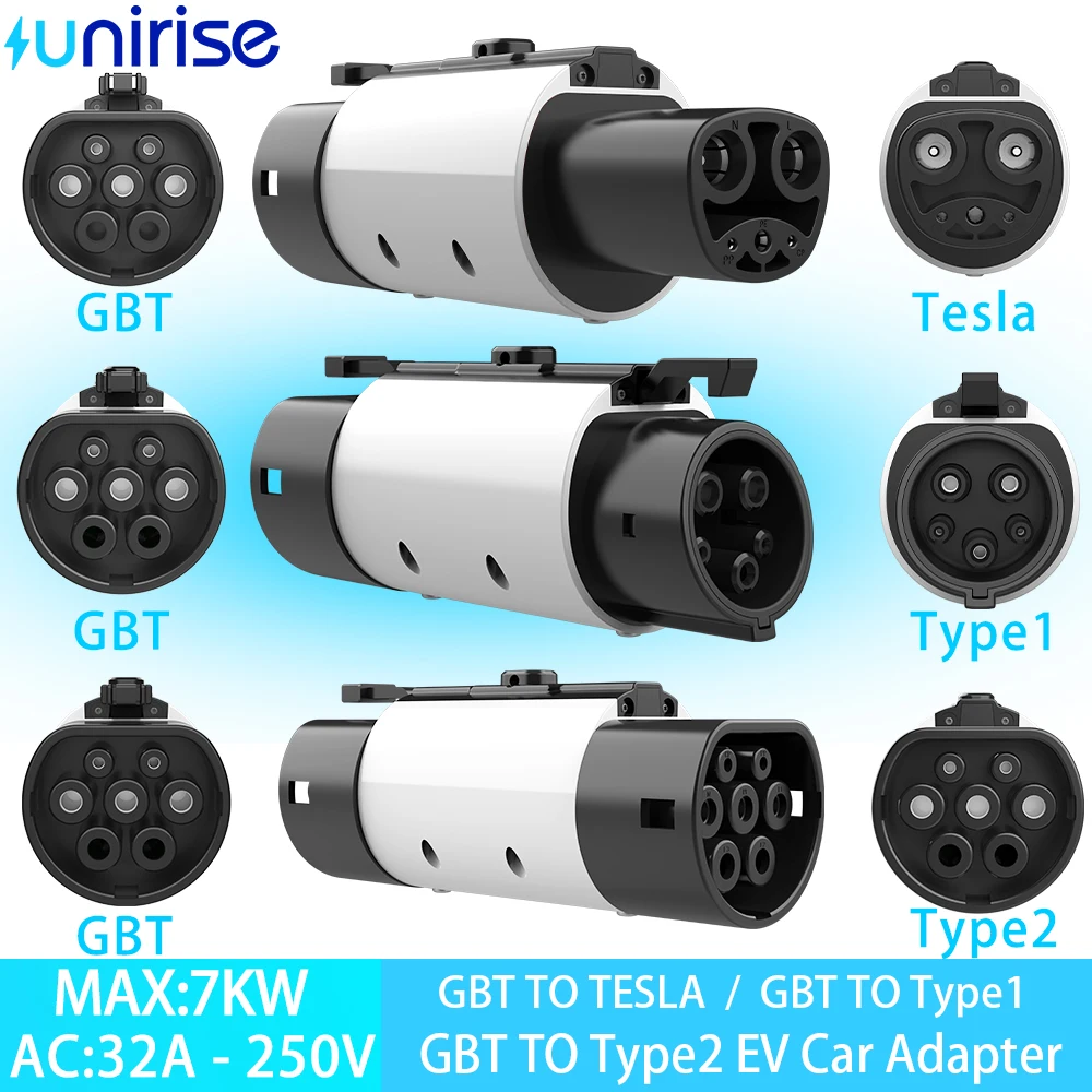 Unirise GBT to Type2 EV Charger Adapter GB/T To Tesla EV Converter GB TO Type1 EVSE Connectors For Electric car Charging Adapter
Unirise GBT to Type2 EV Charger Adapter GB/T To Tesla EV Converter GB TO Type1 EVSE Connectors For Electric car Charging Adapter