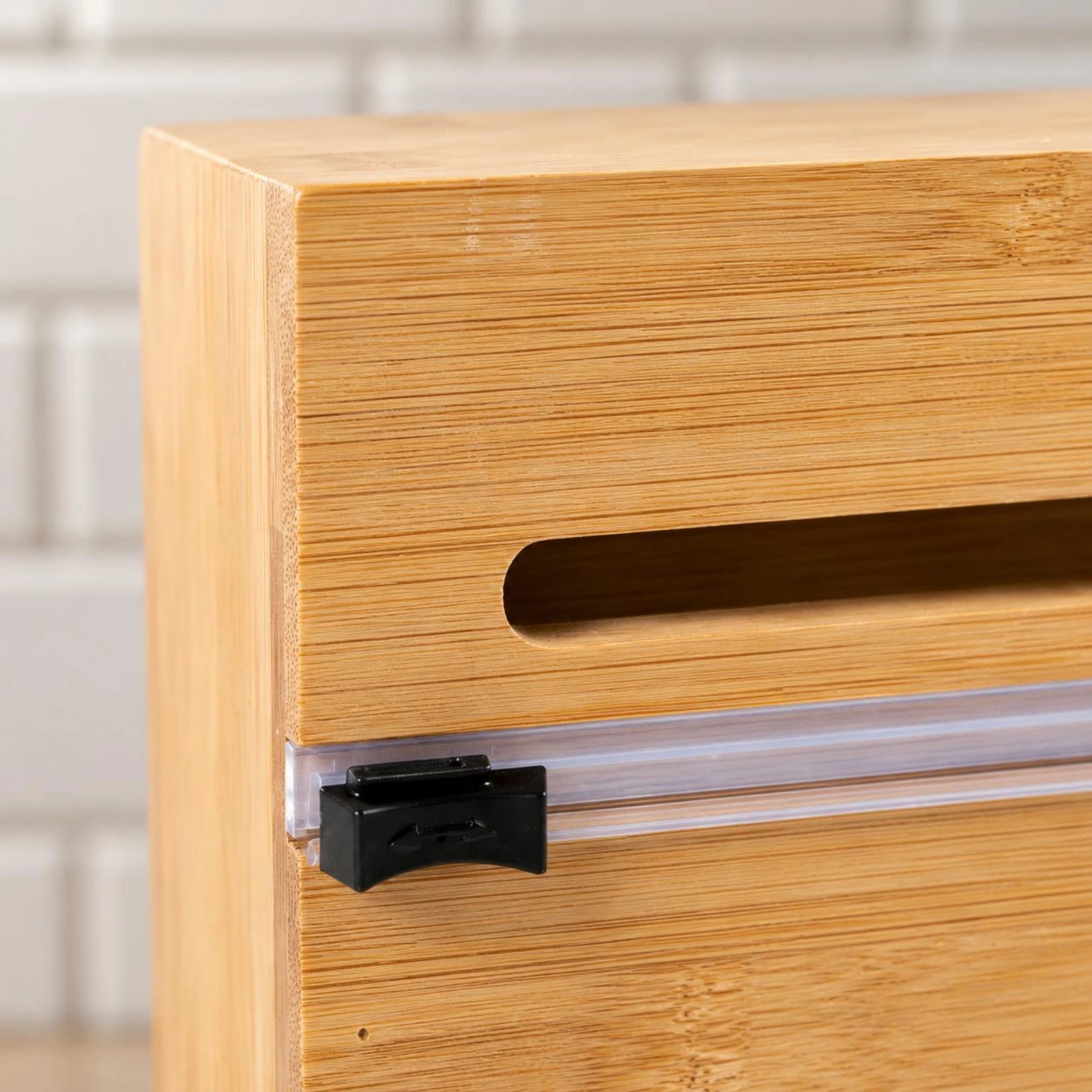 Wall-Mounted Cutter Box Curved Opening Bamboo Foil Box Wall-Mounted Film Cutter Natural Grain Bamboo Wrap Organizer
Wall-Mounted Cutter Box Curved Opening Bamboo Foil Box Wall-Mounted Film Cutter Natural Grain Bamboo Wrap Organizer
