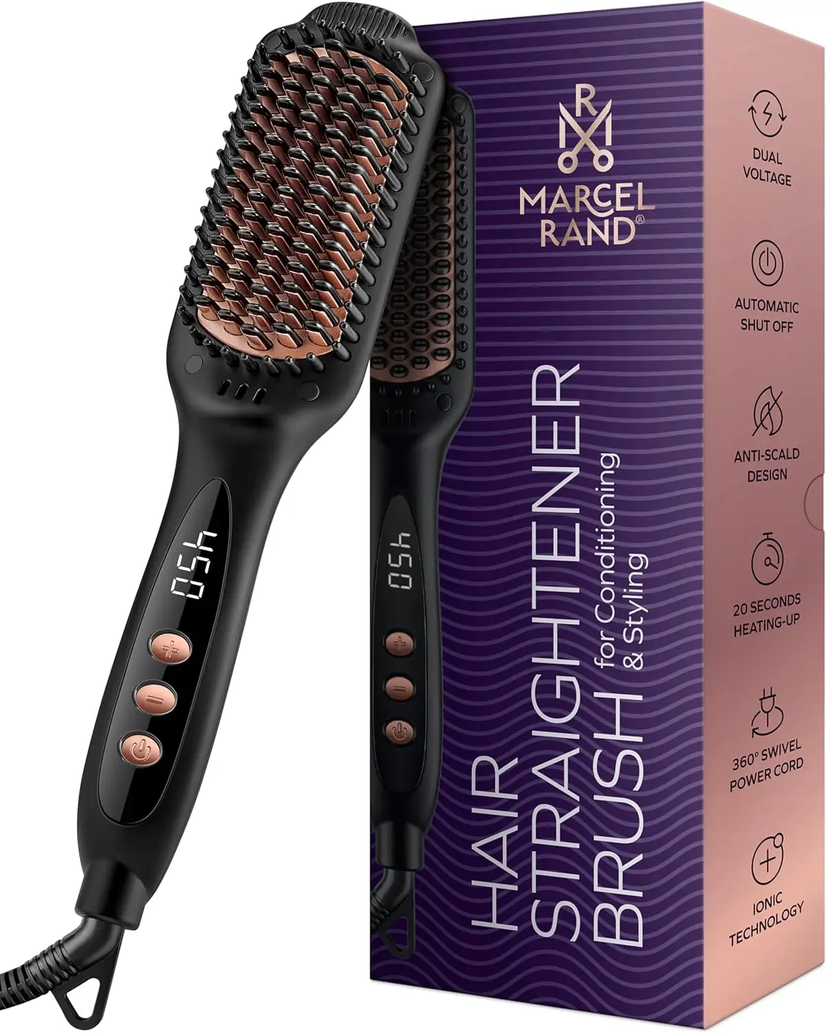 Ionic Hair Straightener Brush, 16 Temps Fast Heating, Anti-Frizz for All Hair Types
Ionic Hair Straightener Brush, 16 Temps Fast Heating, Anti-Frizz for All Hair Types