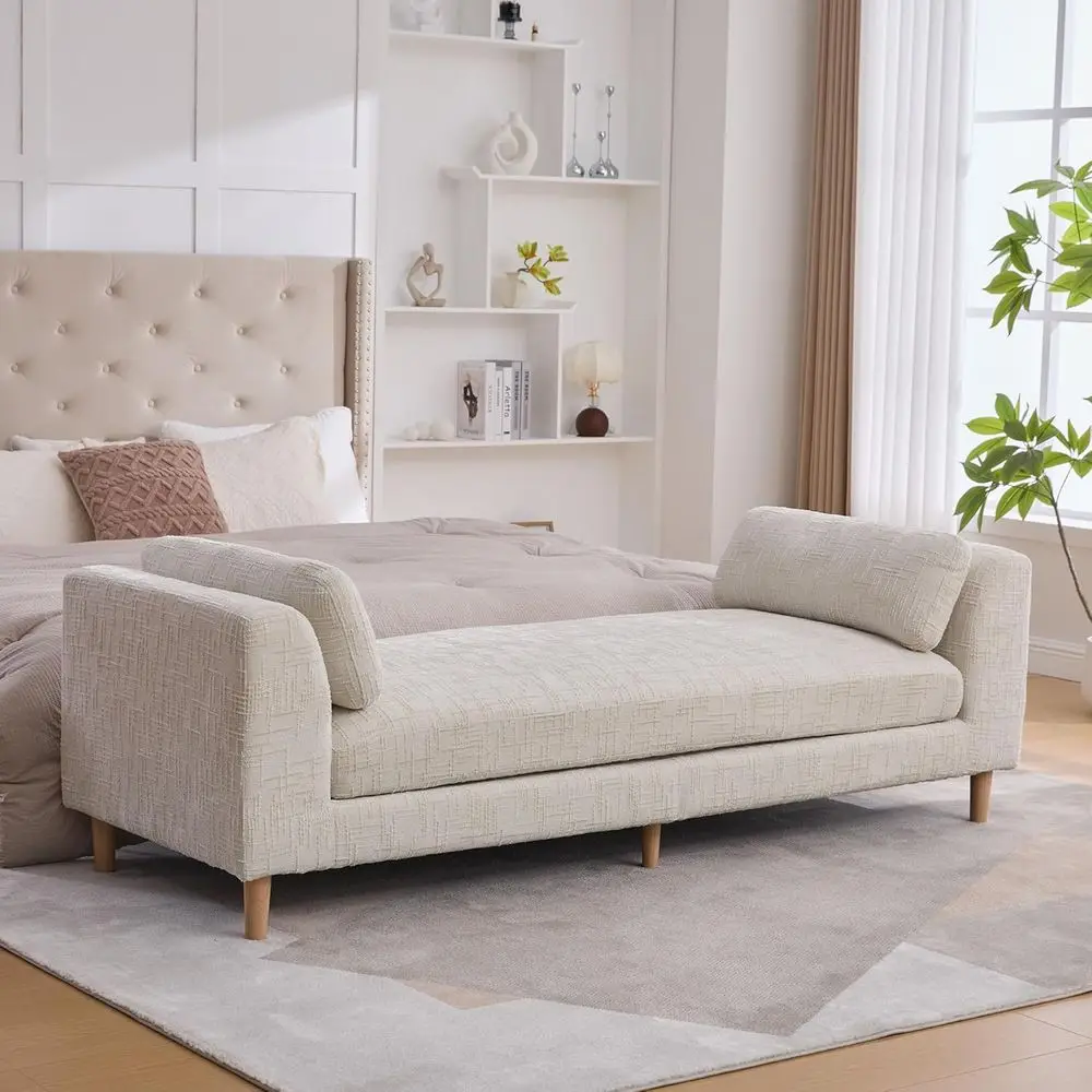 Extra Long Chenille Upholstered Ottoman Bench, Oversized Bedroom Lounge Sofa with Arms and Pillows (Beige)
Extra Long Chenille Upholstered Ottoman Bench, Oversized Bedroom Lounge Sofa with Arms and Pillows (Beige)
