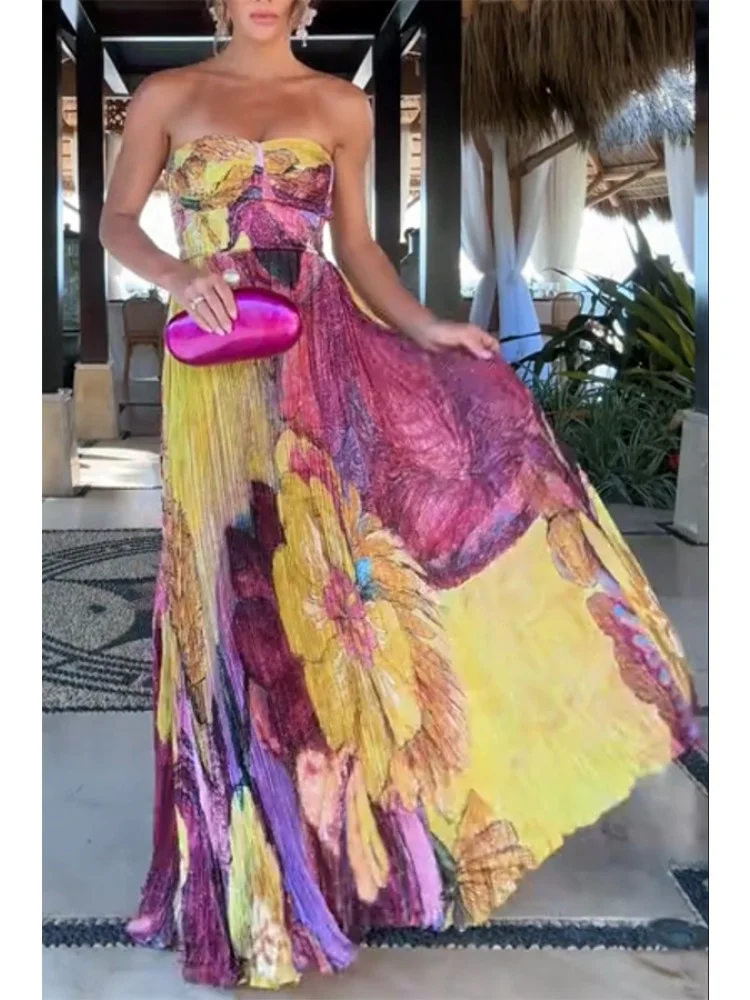 2025 Sexy Off-the-shoulder High Waist Pleated Party Skirt Summer Pattern Printed Long Skirt Casual Sleeveless Swing Beach Skirt
2025 Sexy Off-the-shoulder High Waist Pleated Party Skirt Summer Pattern Printed Long Skirt Casual Sleeveless Swing Beach Skirt