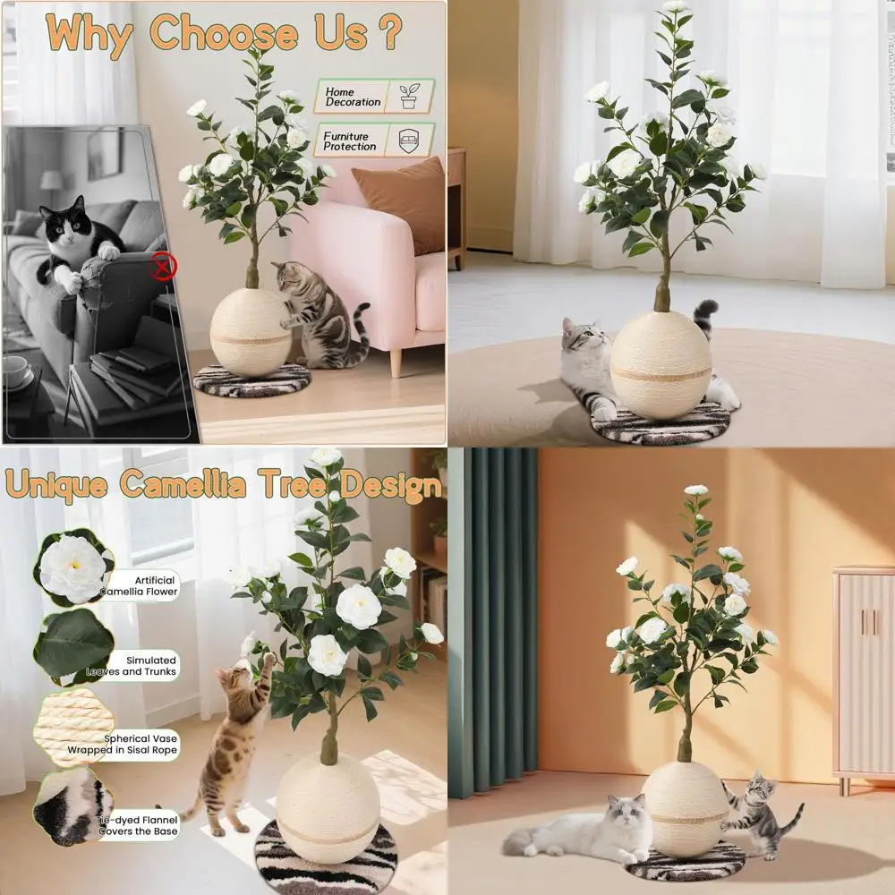 Indoor Sisal Rope Camellia Tree Cat Scratcher with Flower Design for Cats and Kittens
Indoor Sisal Rope Camellia Tree Cat Scratcher with Flower Design for Cats and Kittens