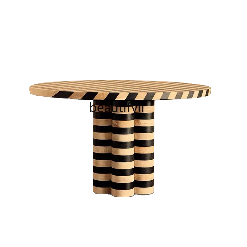 Medieval style retro round solid wood cream style dining table wabi-sabi style Italian minimalist designer hand-painted table
Medieval style retro round solid wood cream style dining table wabi-sabi style Italian minimalist designer hand-painted table