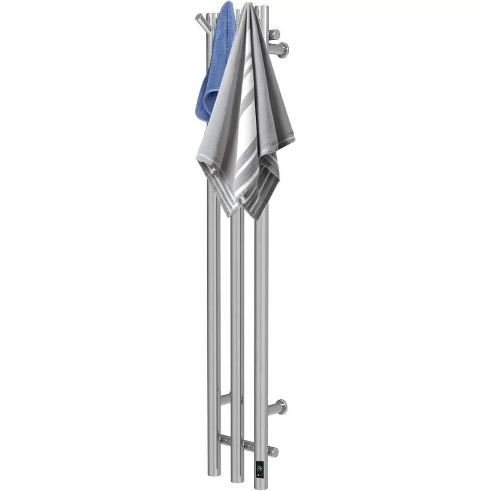 Veal Electric Towel Warmer Rack, Wall Mounted, StainlSteel, Silver, 38 Inch Height, 3 Bar, Digital Timer with LED Display, Plug-
Veal Electric Towel Warmer Rack, Wall Mounted, StainlSteel, Silver, 38 Inch Height, 3 Bar, Digital Timer with LED Display, Plug-