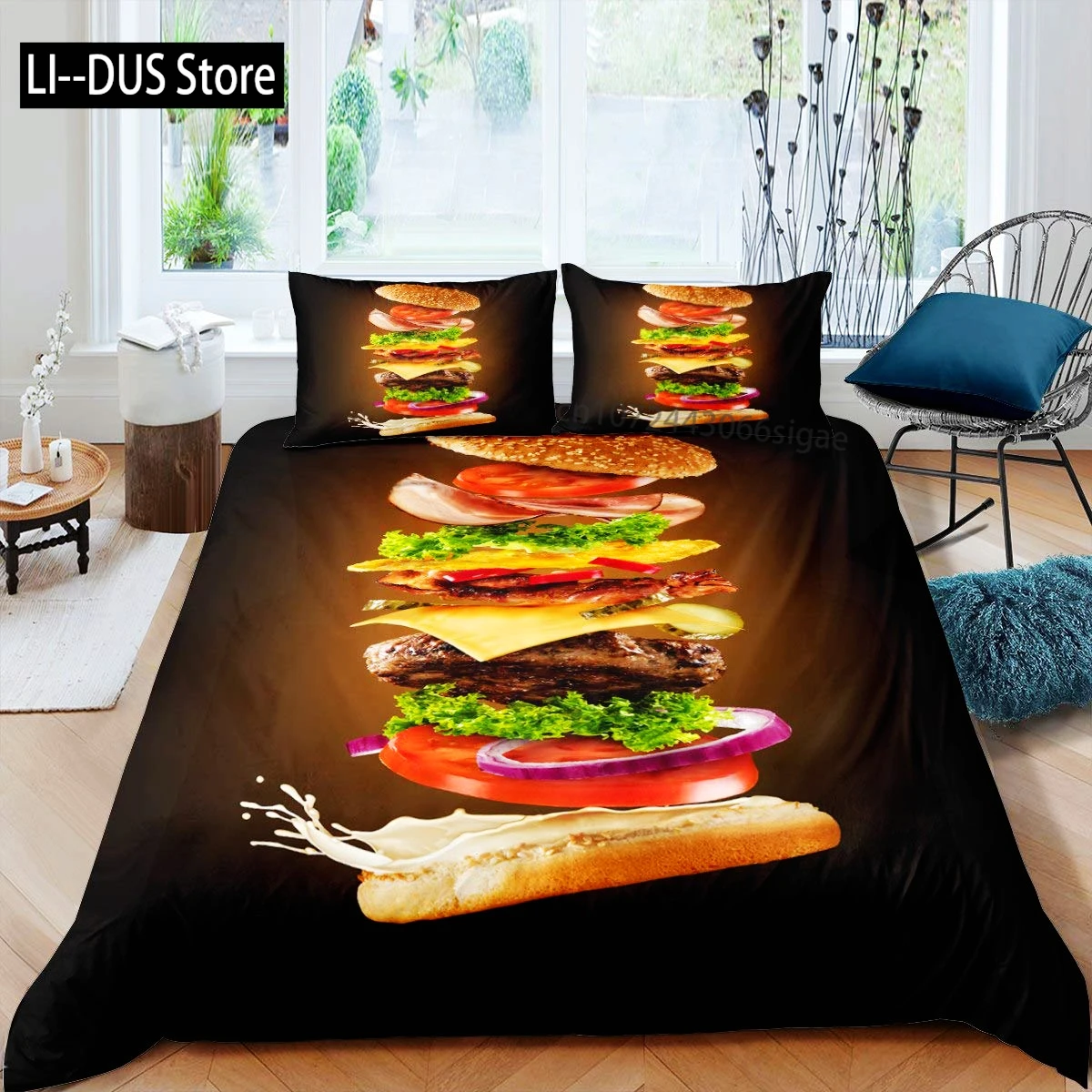 Hamburger Duvet Cover Set Meat Cheese Comforter Cover Fast Food Theme Bedding Set Cartoon Hamburg Pattern Quilt Cover For Kids
Hamburger Duvet Cover Set Meat Cheese Comforter Cover Fast Food Theme Bedding Set Cartoon Hamburg Pattern Quilt Cover For Kids